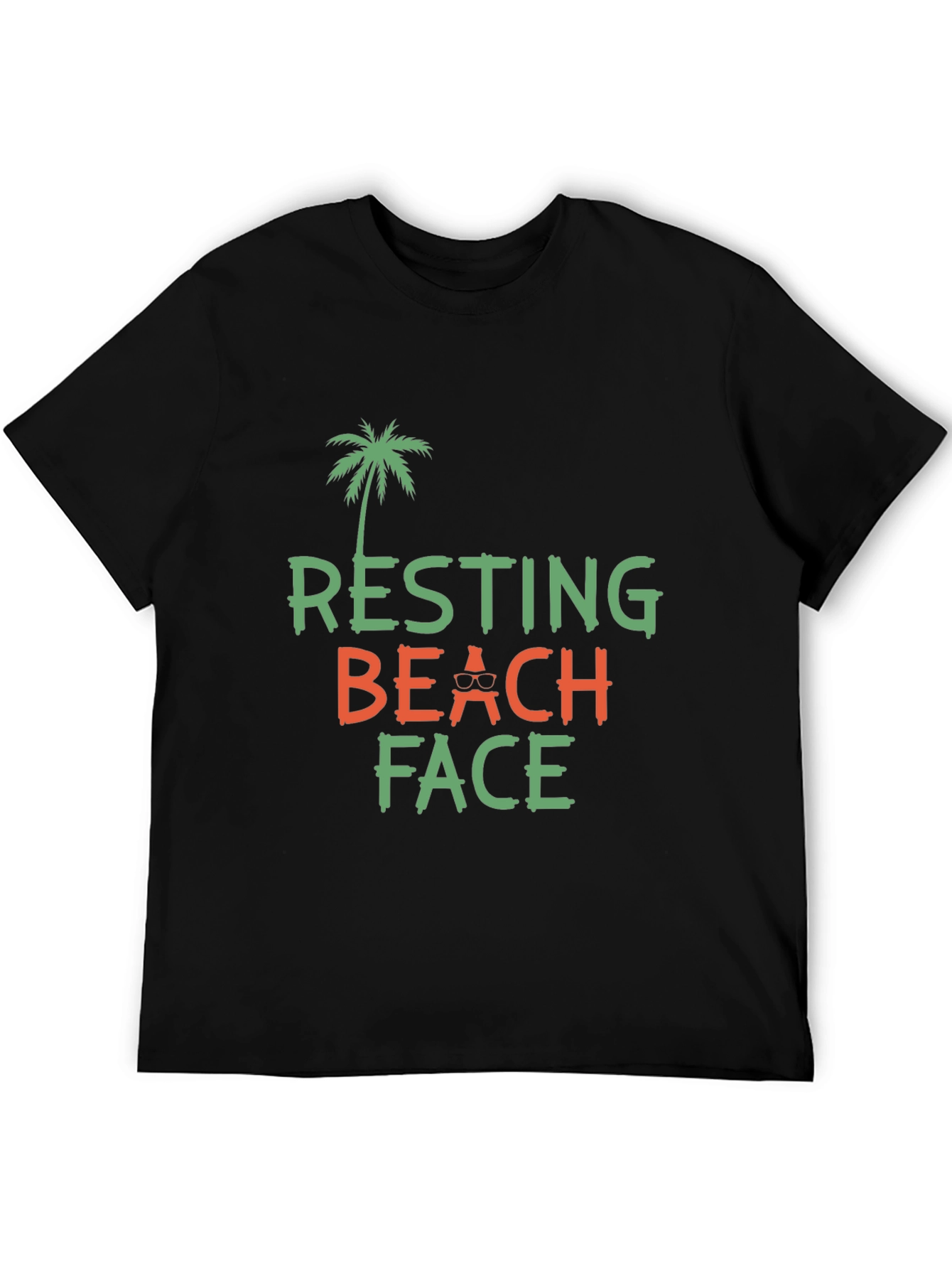 Resting Beach Face Graphic Tee - Black