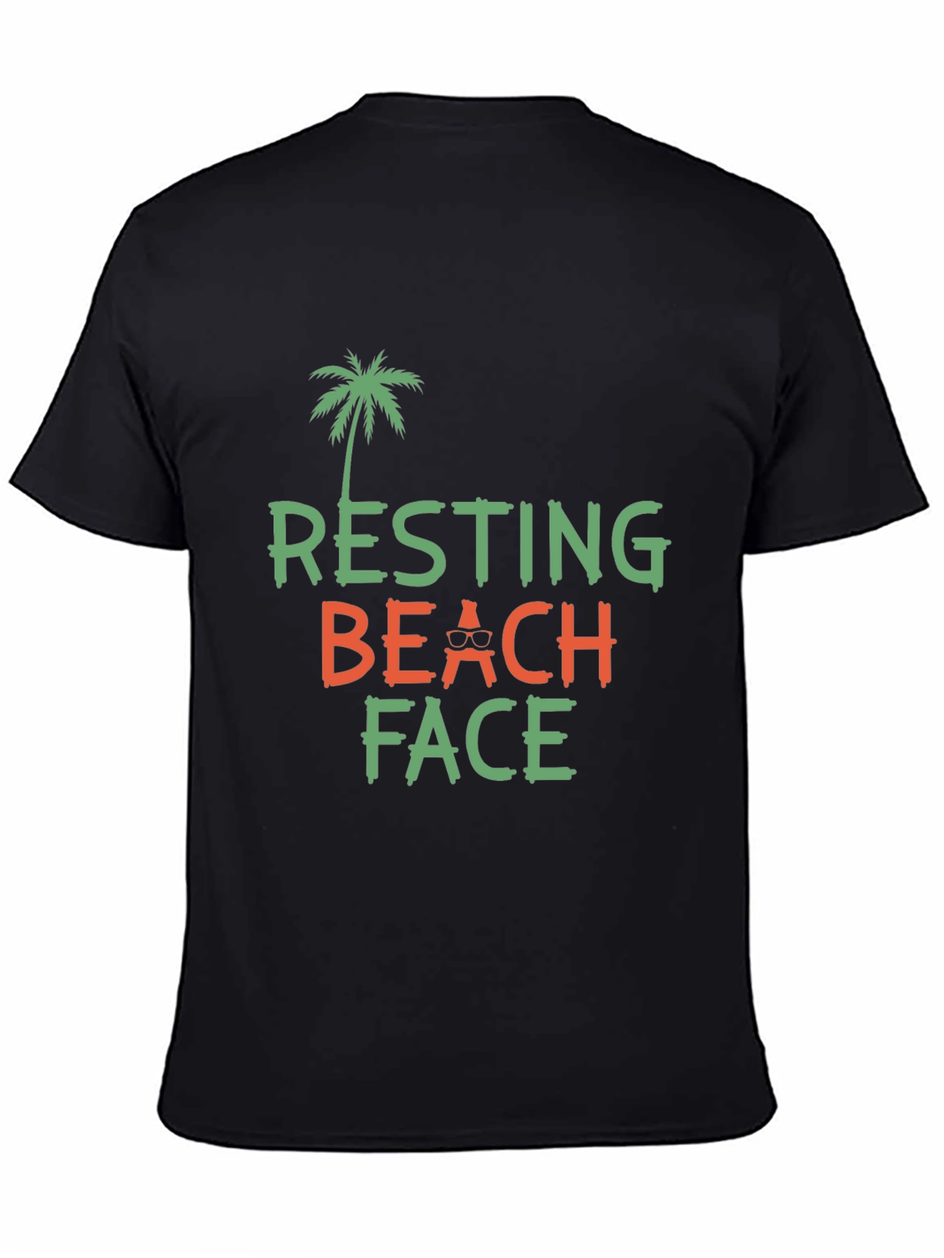 Resting Beach Face Graphic Tee - Black