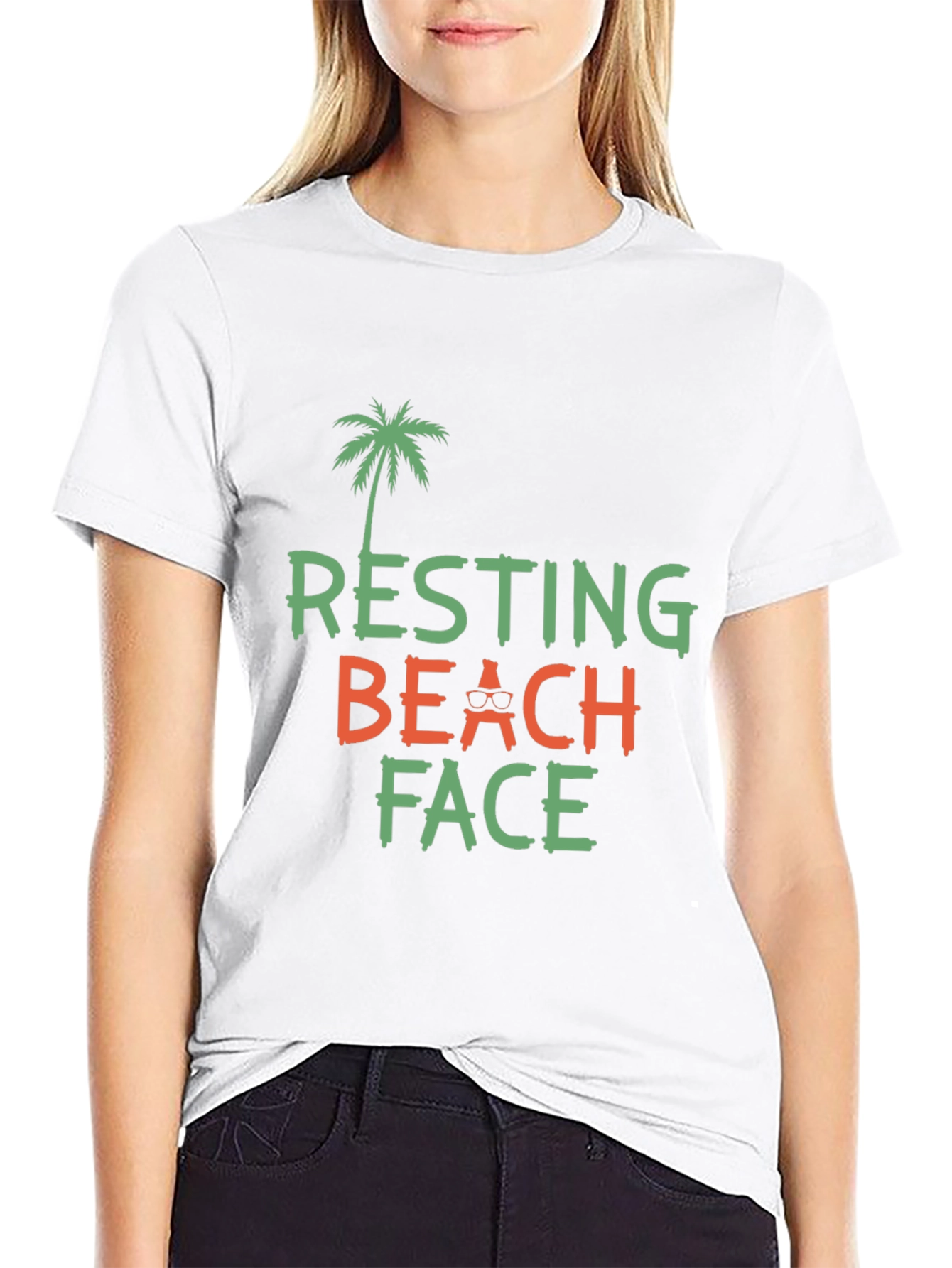 Resting Beach Face Graphic Tee - Black