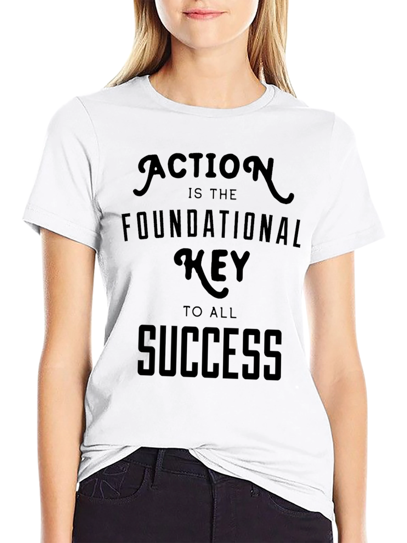 Motivational Action Success T-Shirt - Mens Black Graphic Tee
