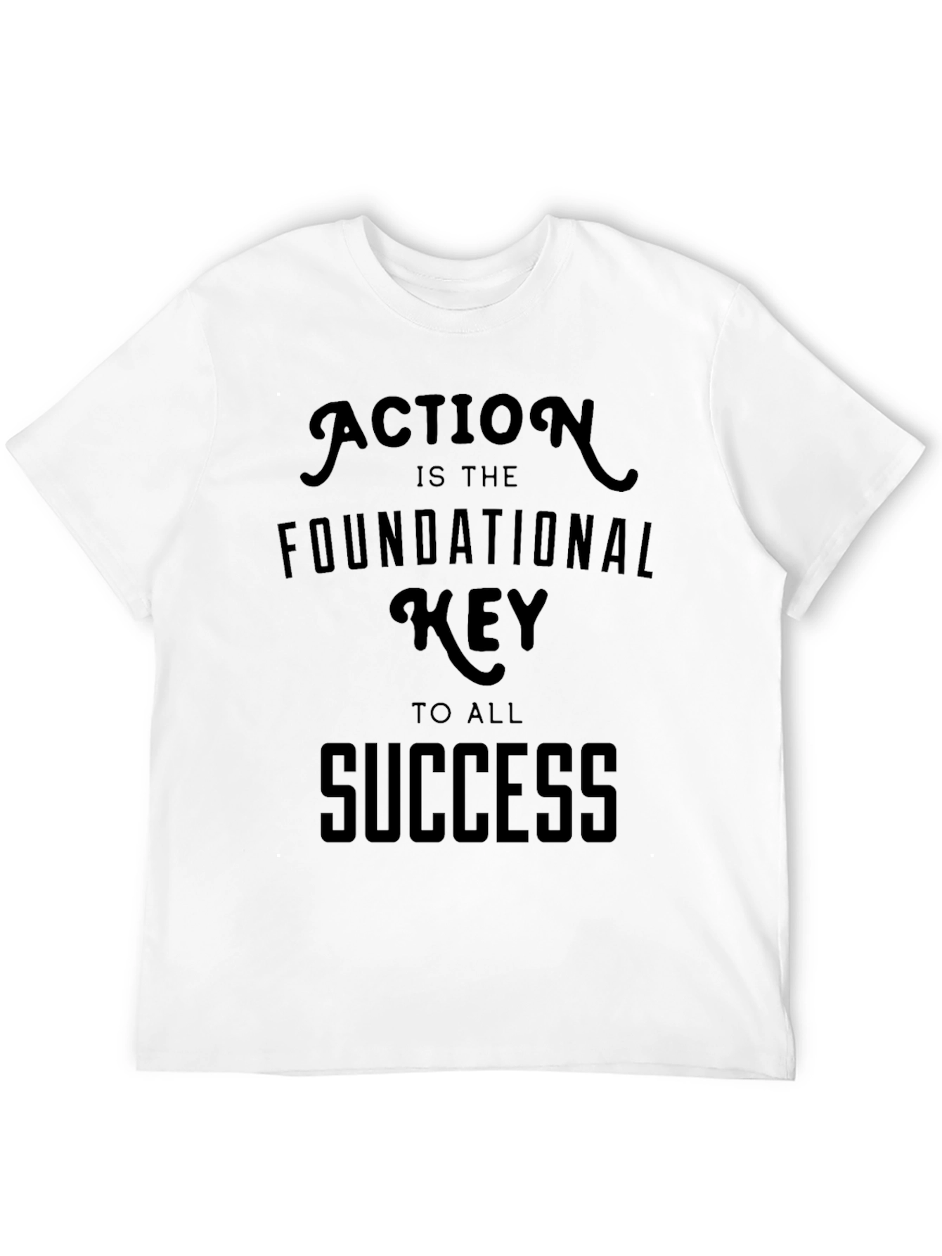 Motivational Action Success T-Shirt - Mens Black Graphic Tee