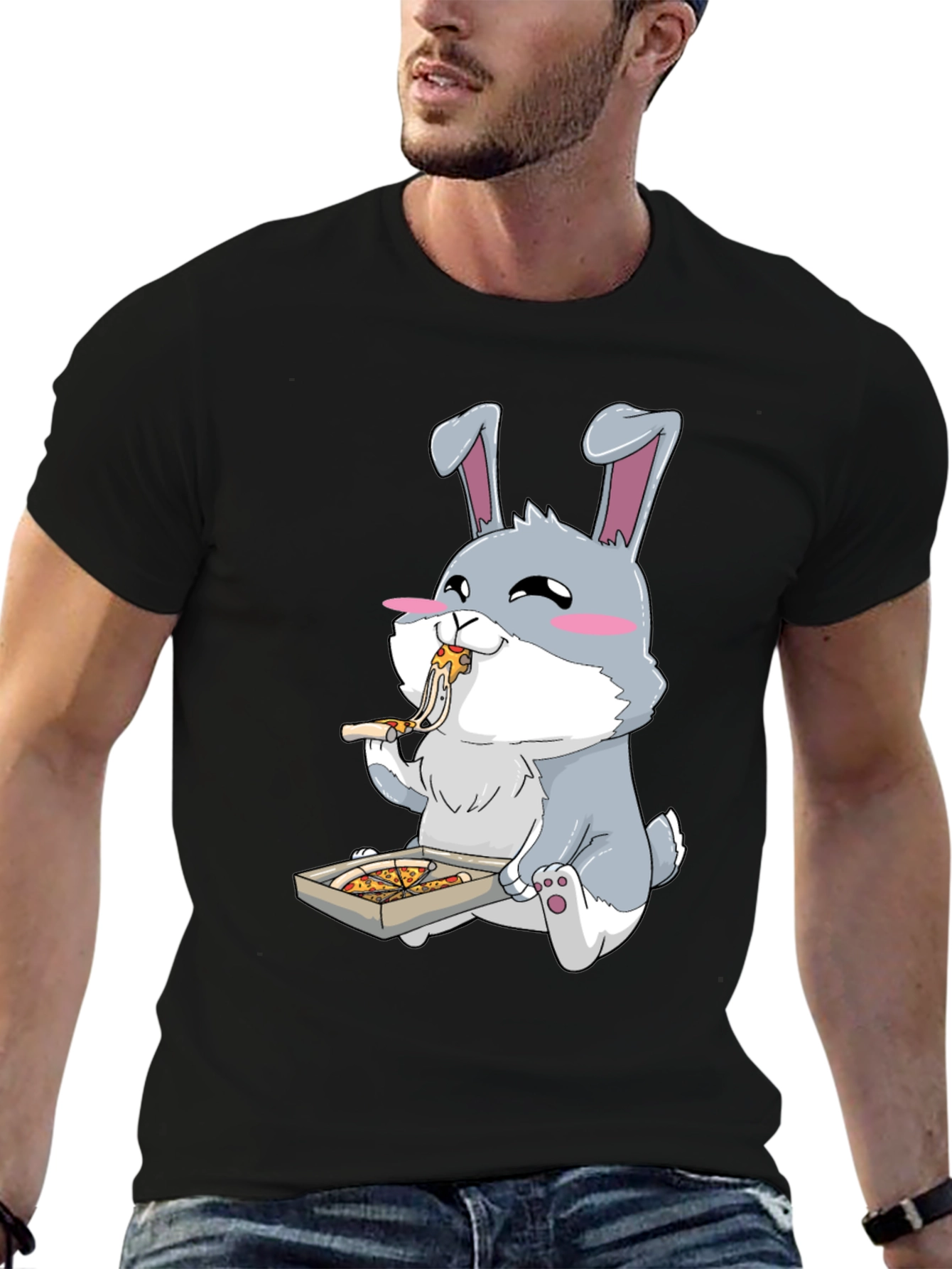 Pizza Loving Bunny Graphic Tee - Cute Animal Shirt