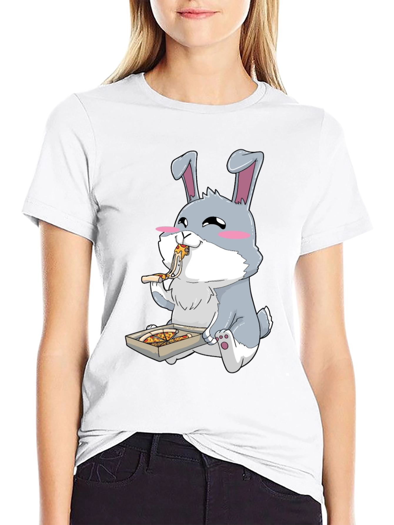 Pizza Loving Bunny Graphic Tee - Cute Animal Shirt