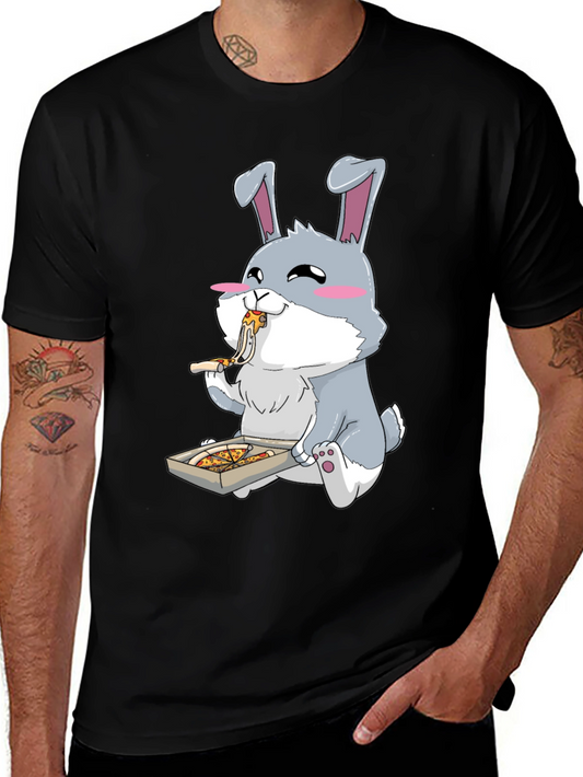 Pizza Loving Bunny Graphic Tee - Cute Animal Shirt