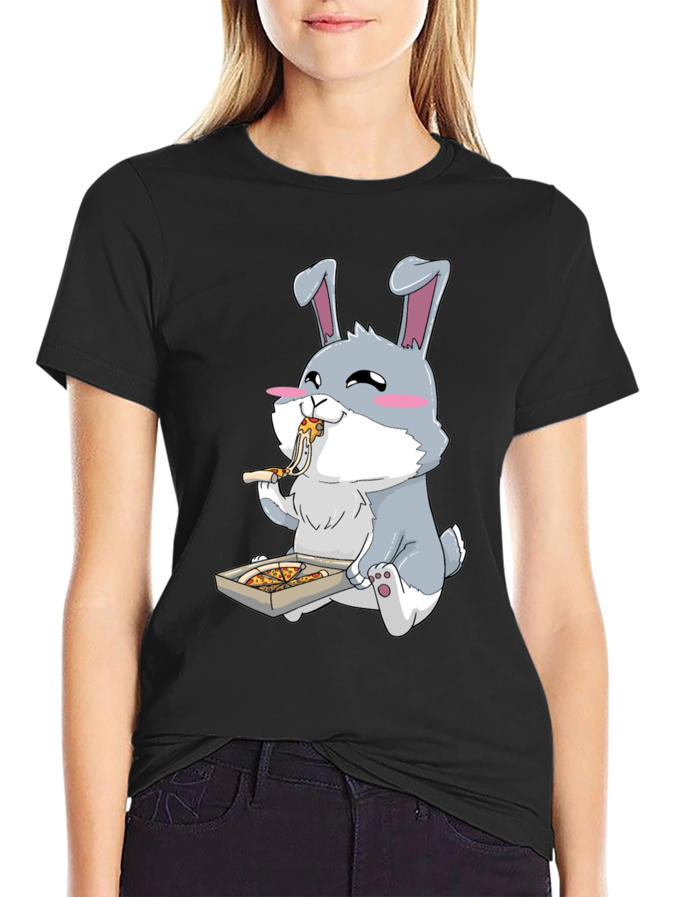 Pizza Loving Bunny Graphic Tee - Cute Animal Shirt