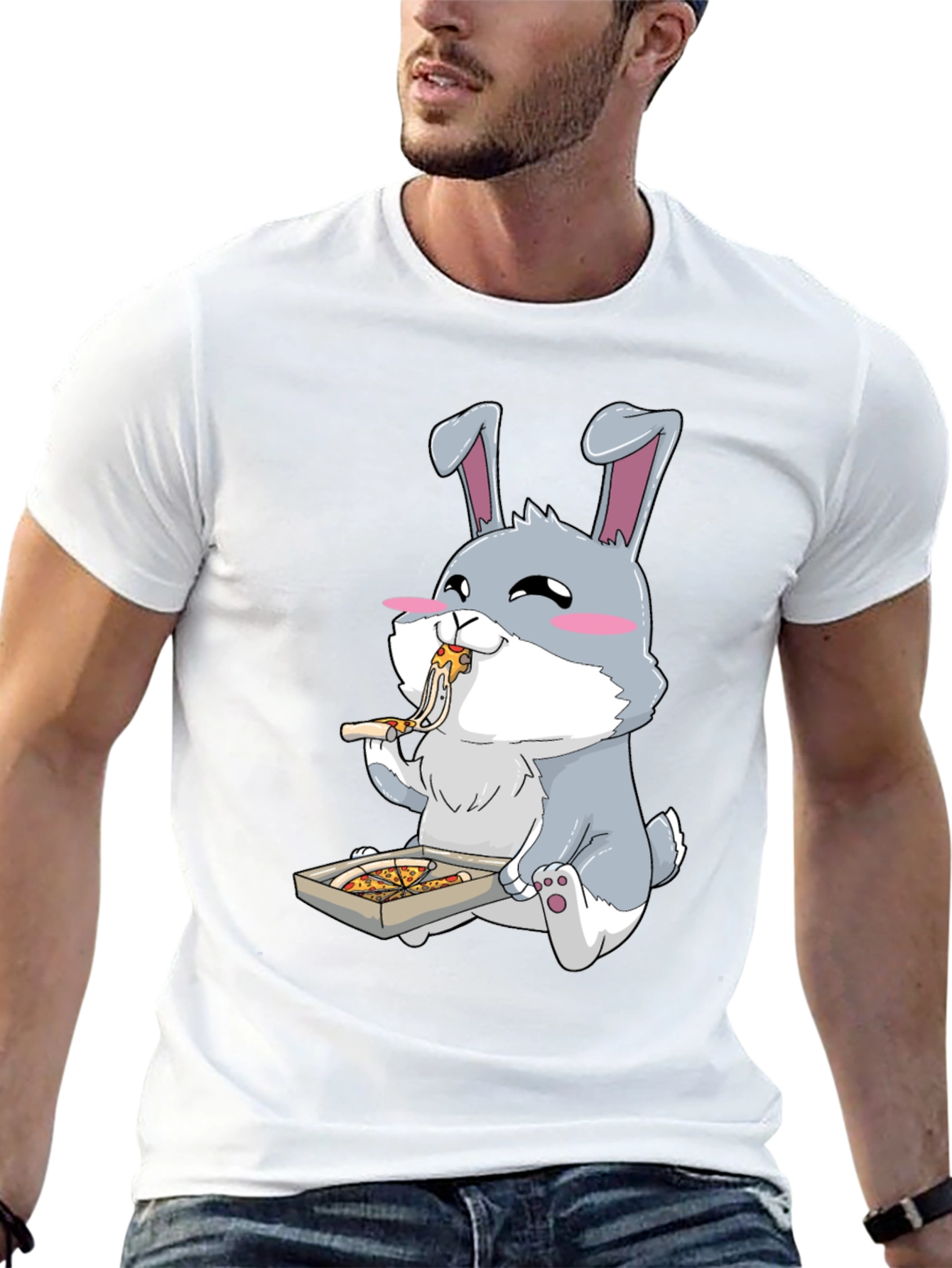 Pizza Loving Bunny Graphic Tee - Cute Animal Shirt