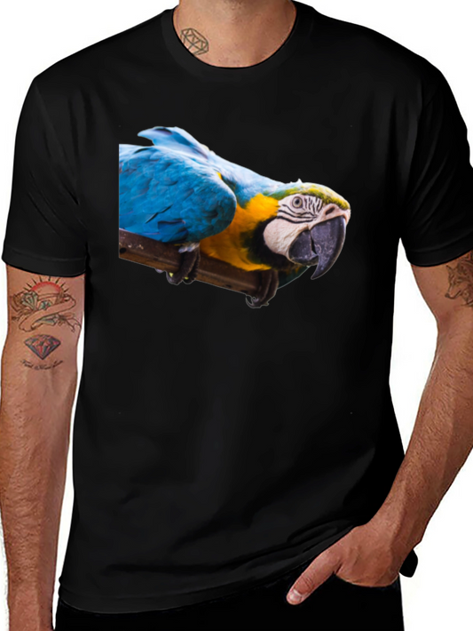 Blue and Gold Macaw Graphic Tee - Stylish Bird Lover Shirt