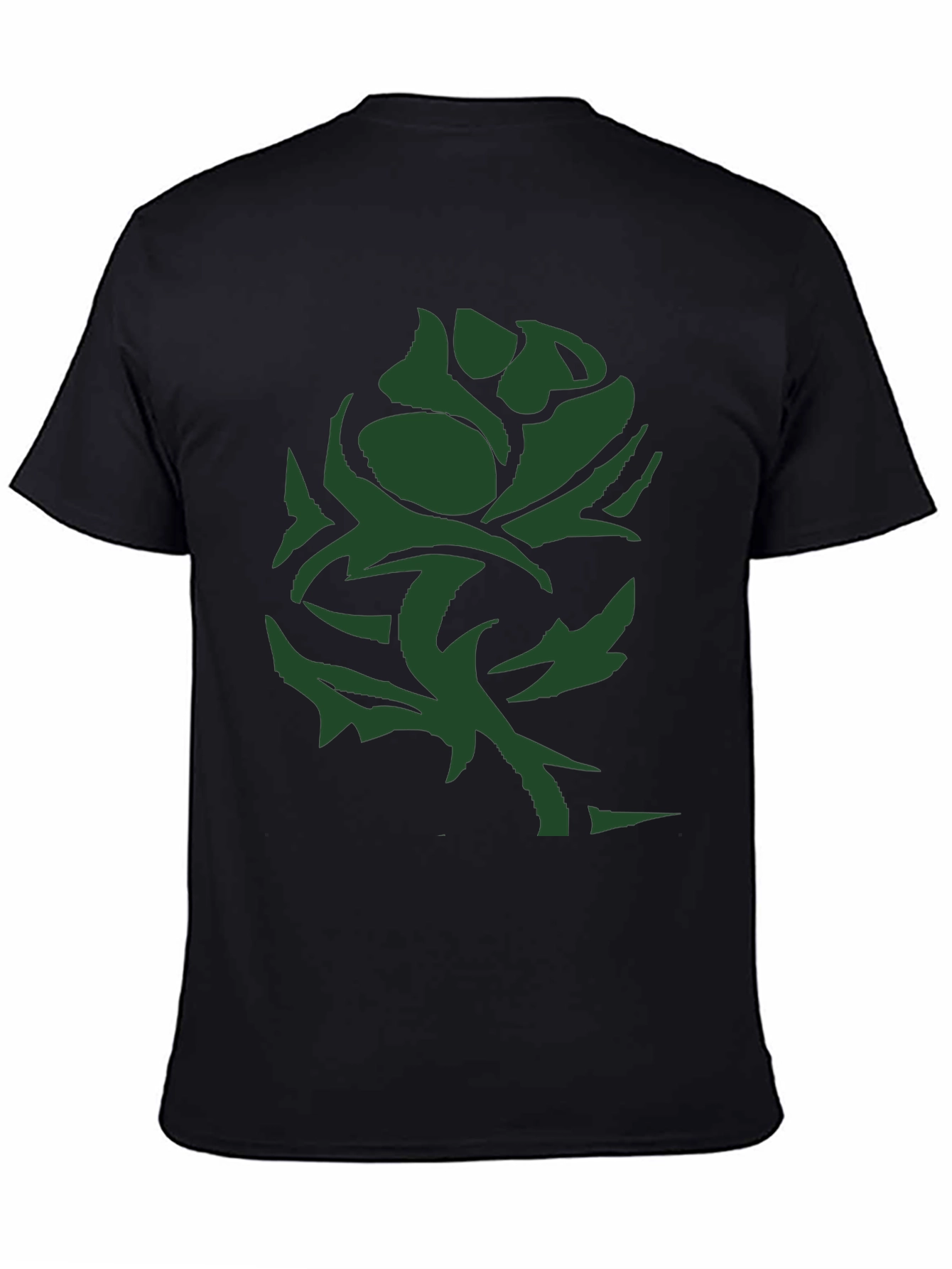 Green Rose Graphic Tee - Black Casual T-Shirt