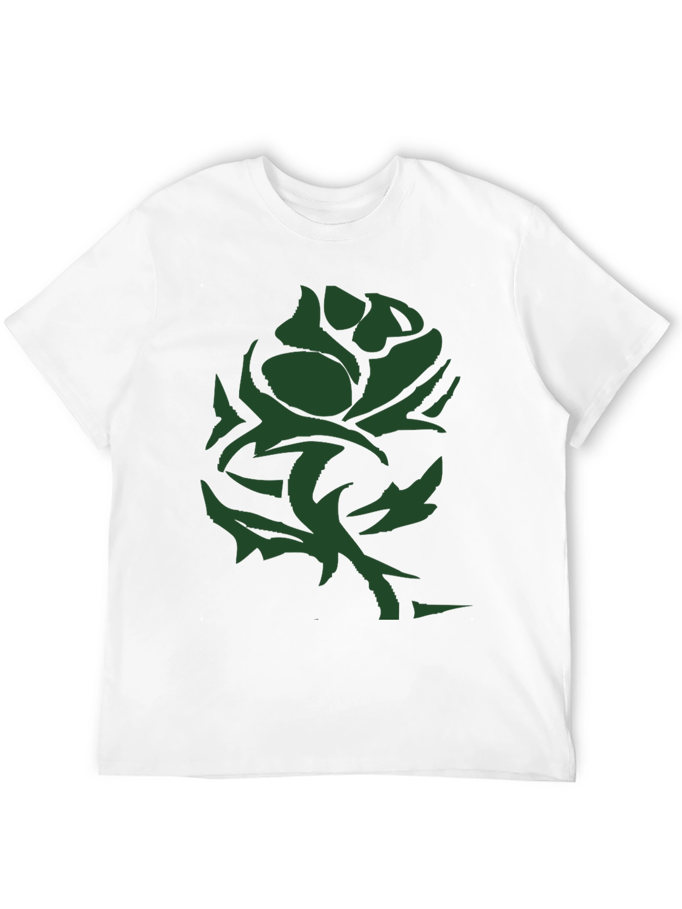 Green Rose Graphic Tee - Black Casual T-Shirt