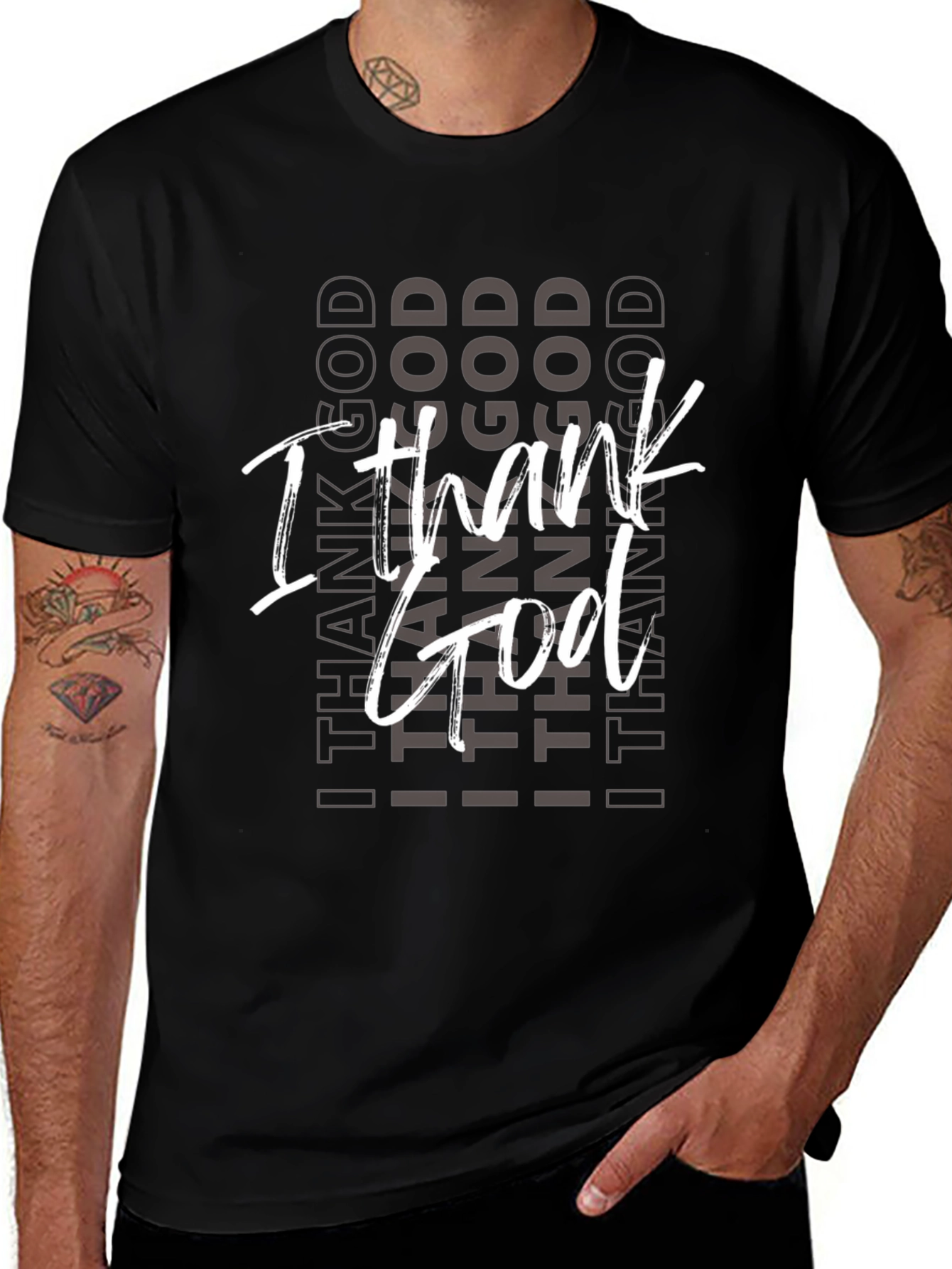 I Thank God Black Graphic Tee Shirt
