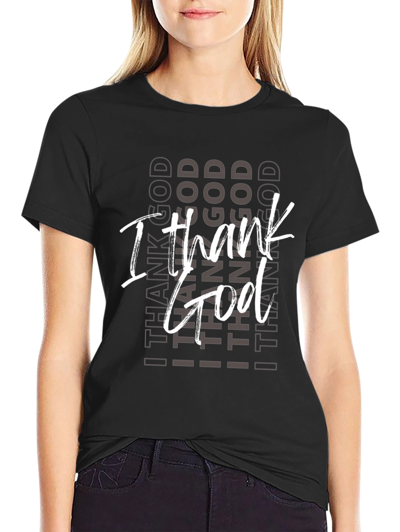 I Thank God Black Graphic Tee Shirt