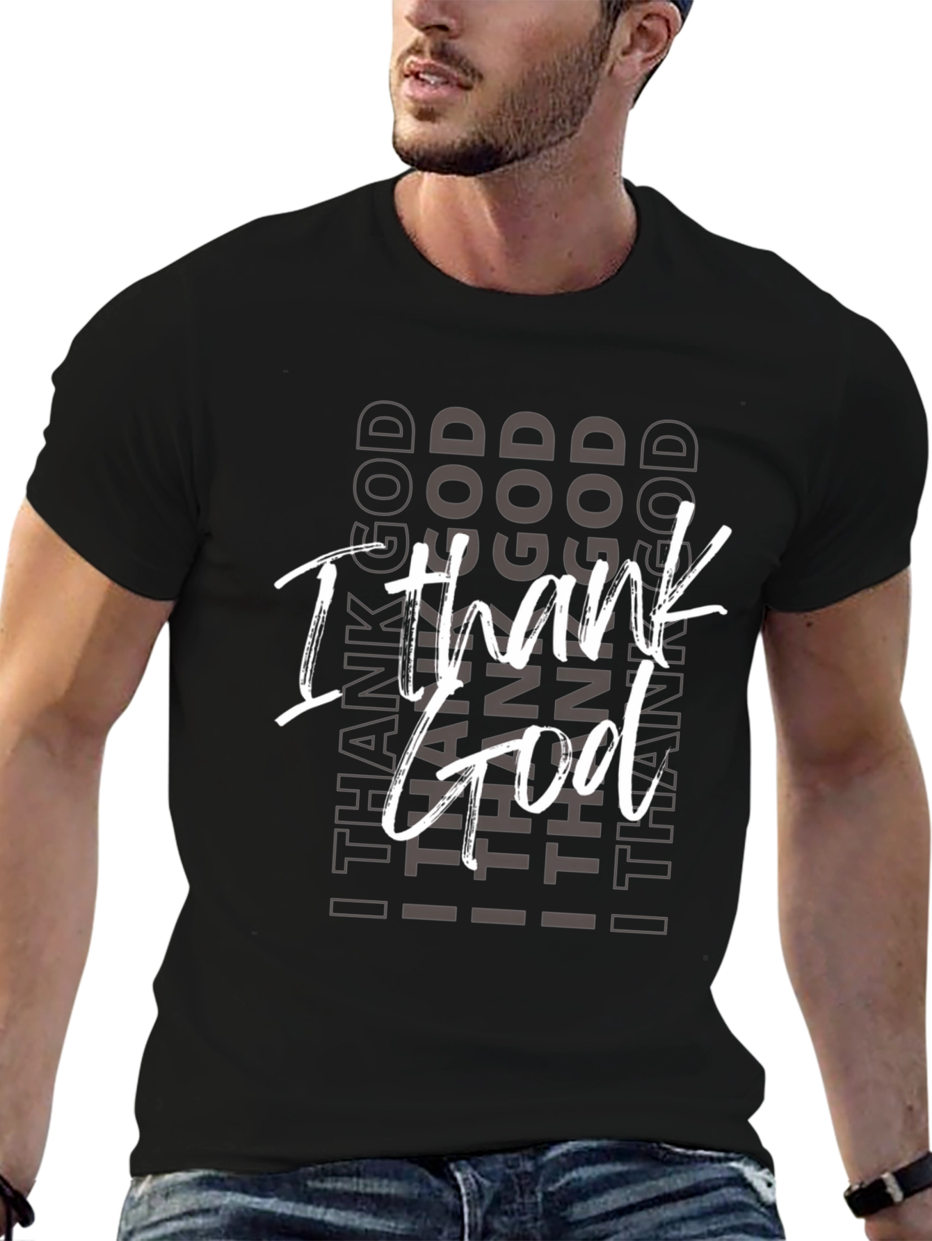 I Thank God Black Graphic Tee Shirt