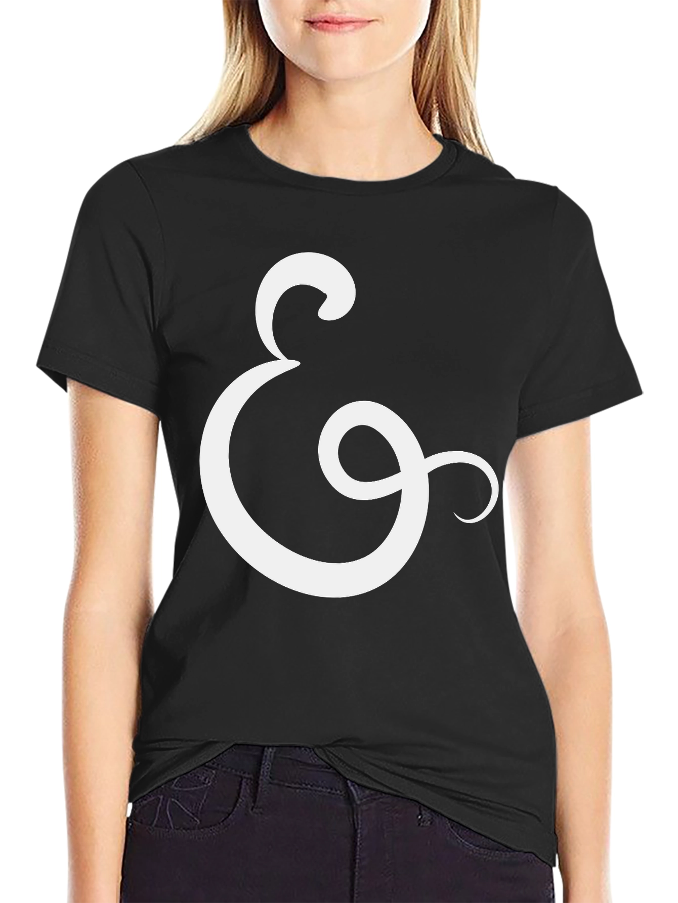 Stylish Black Tee with Ampersand Design