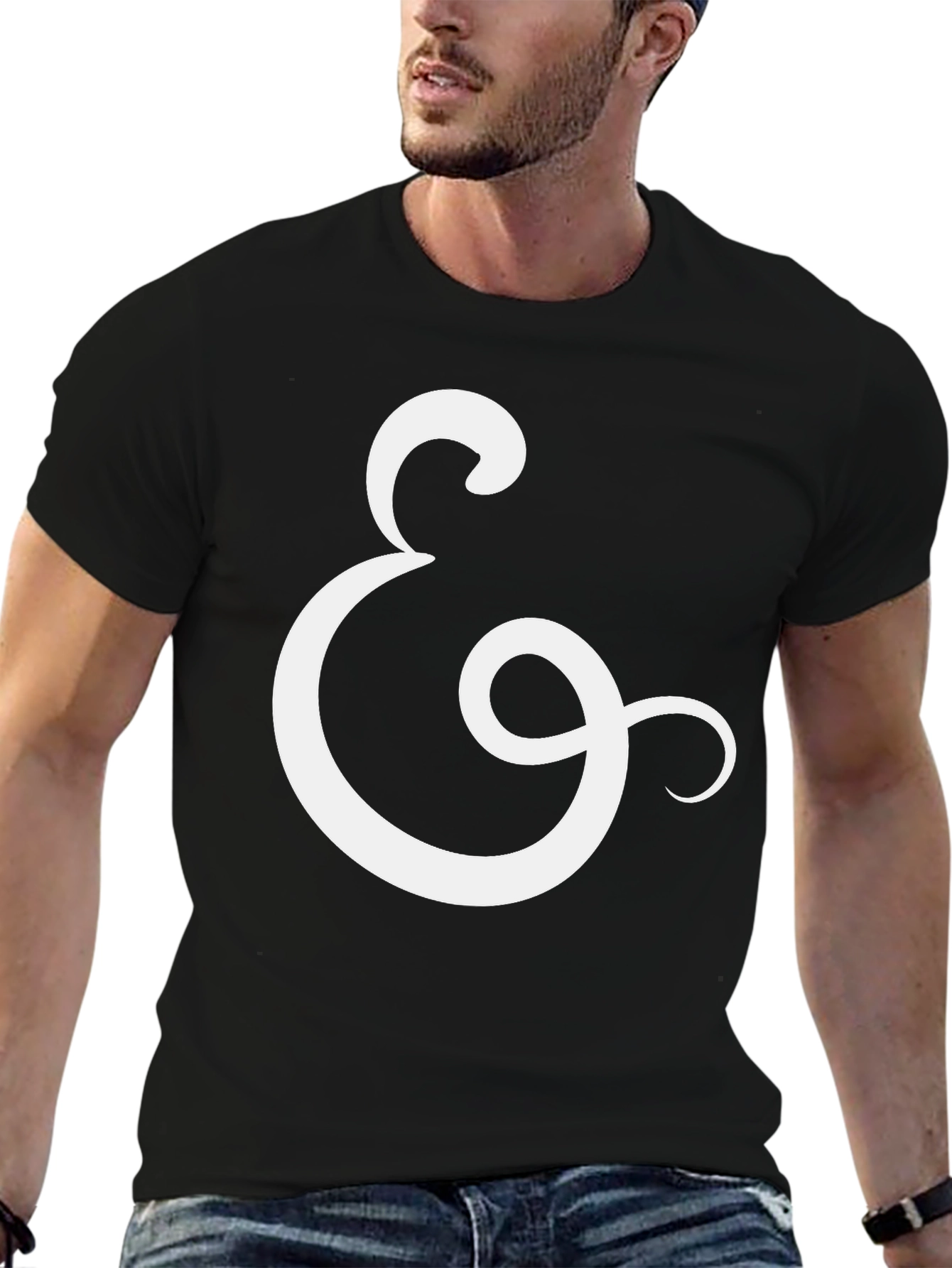 Stylish Black Tee with Ampersand Design