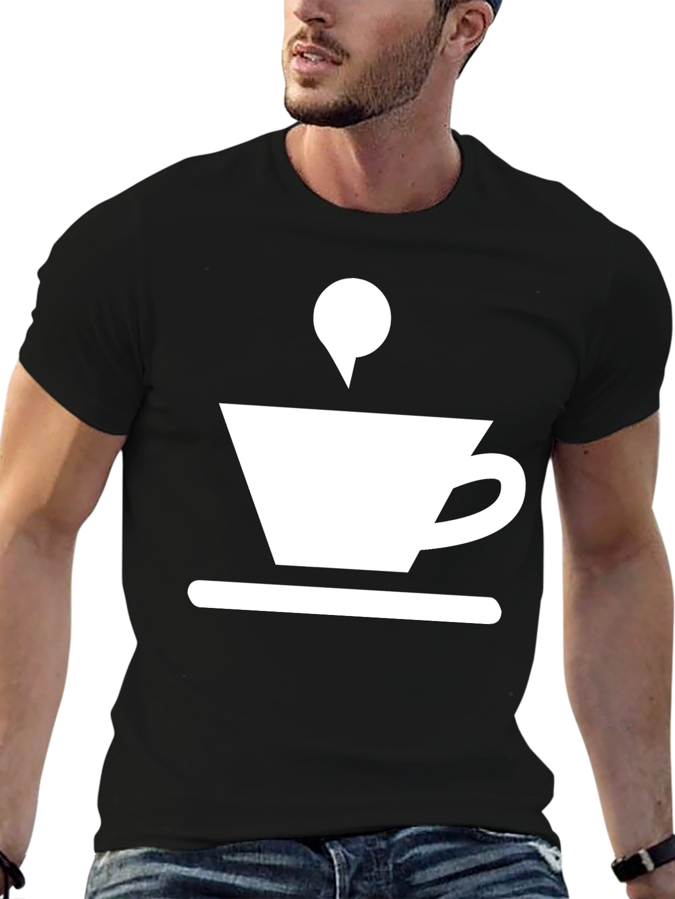 Coffee Cup Graphic Tee - Casual Black T-Shirt