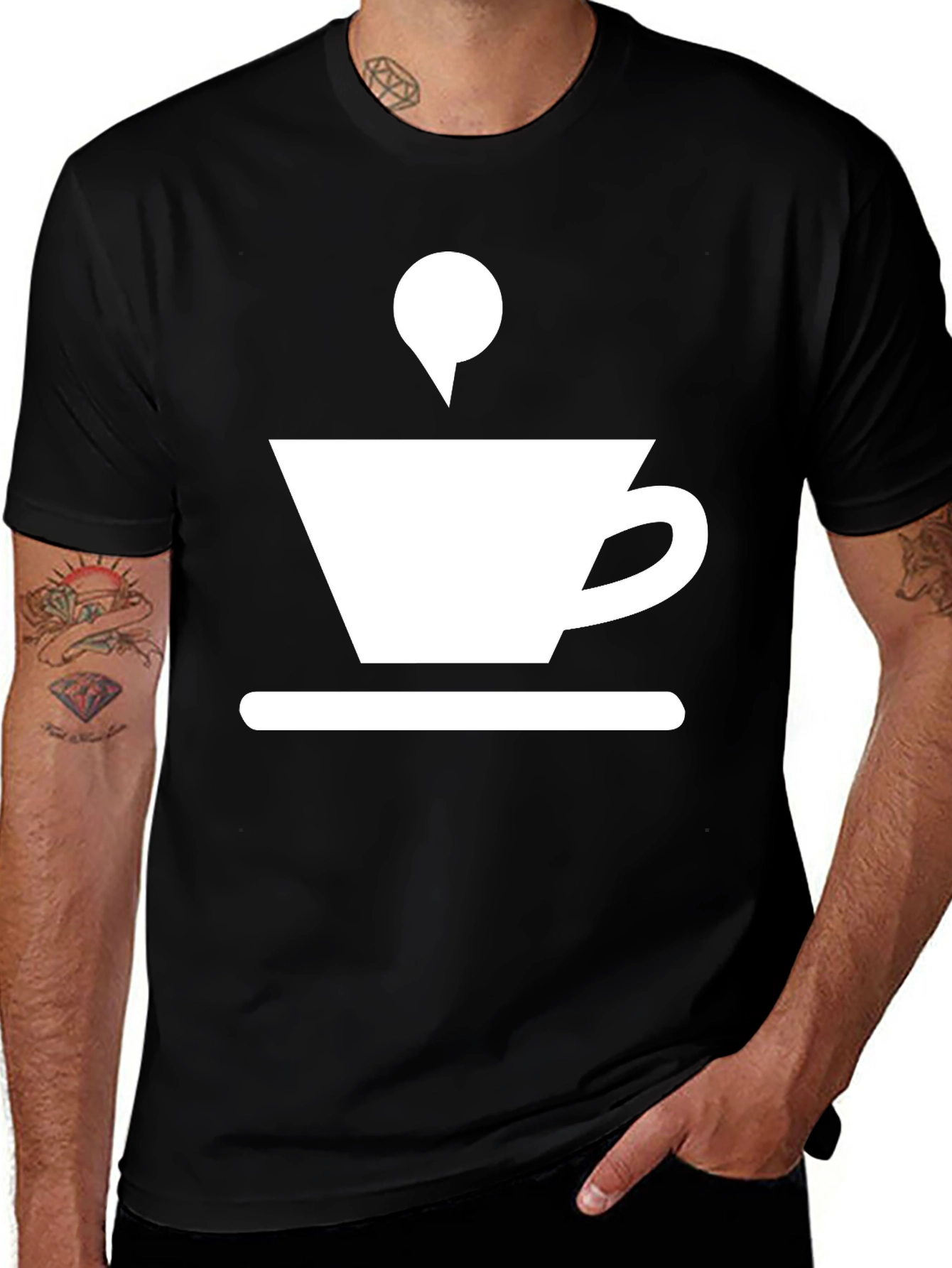 Coffee Cup Graphic Tee - Casual Black T-Shirt