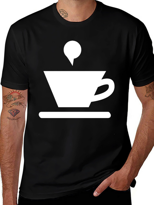 Coffee Cup Graphic Tee - Casual Black T-Shirt