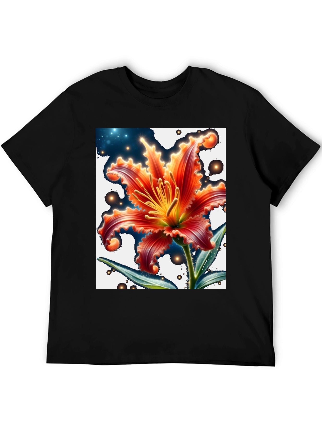Floral Graphic T-Shirt - Black Cotton Blend