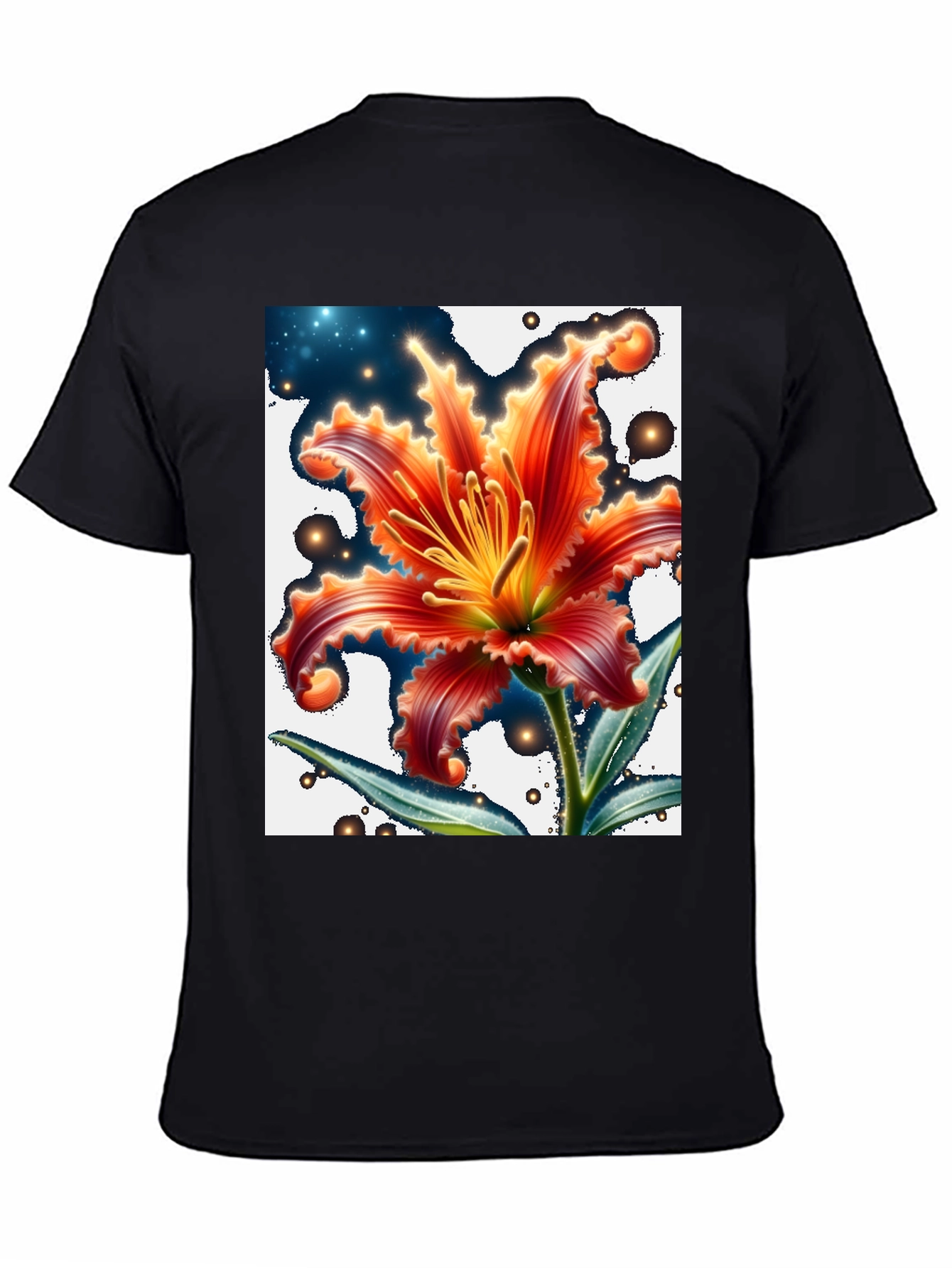 Floral Graphic T-Shirt - Black Cotton Blend