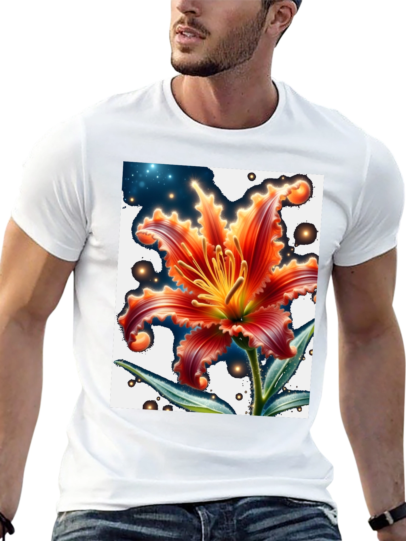 Floral Graphic T-Shirt - Black Cotton Blend