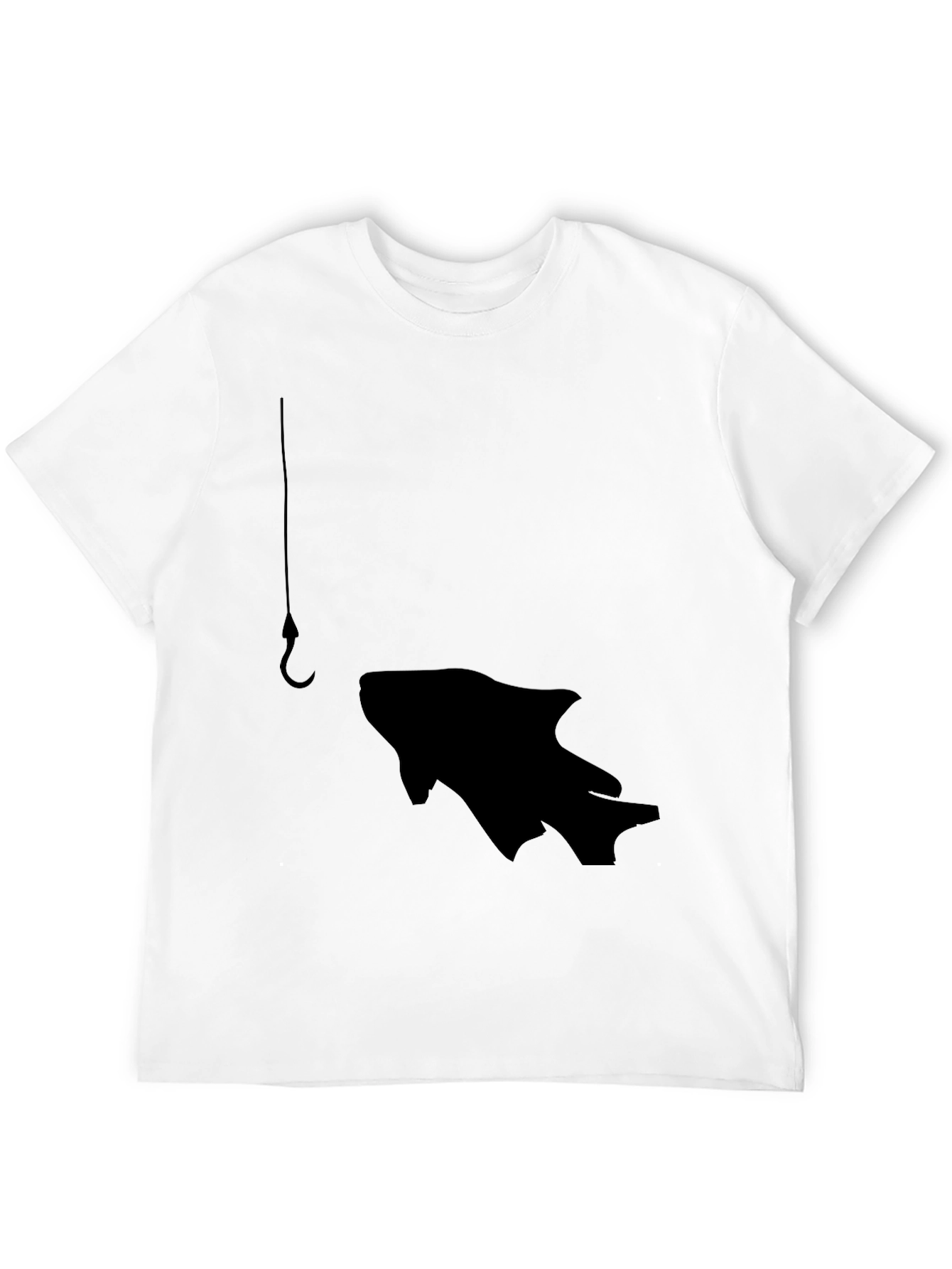 Fishing Hook Fish Graphic Tee - Black