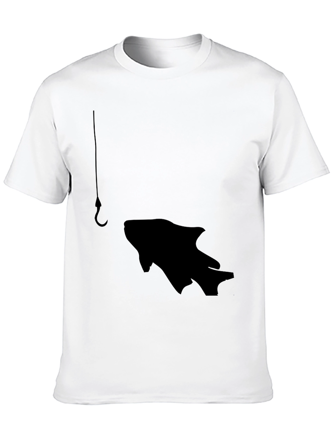 Fishing Hook Fish Graphic Tee - Black