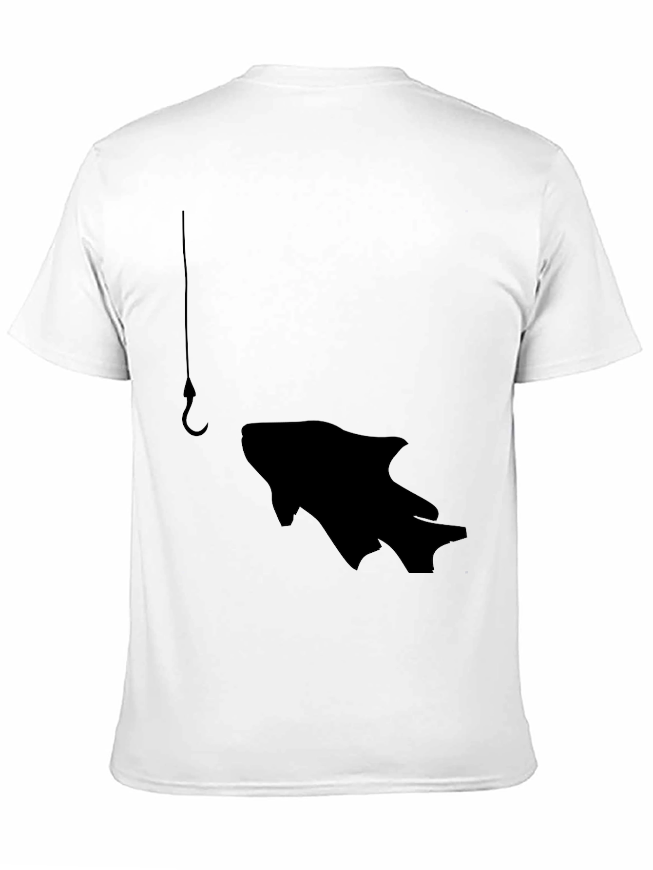 Fishing Hook Fish Graphic Tee - Black