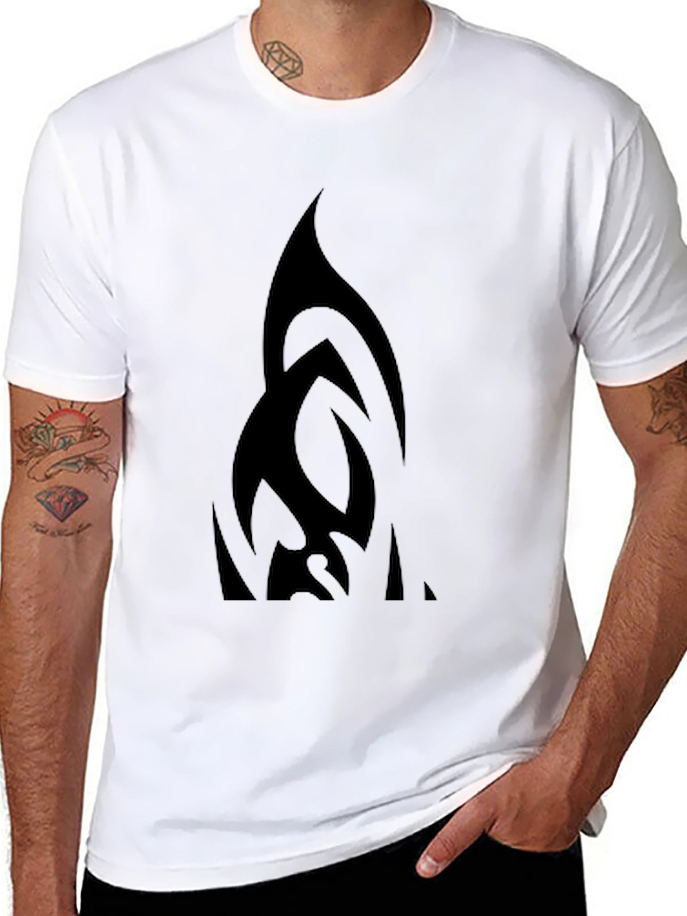 Black Tribal Design Graphic Tee - Cool Casual Wear