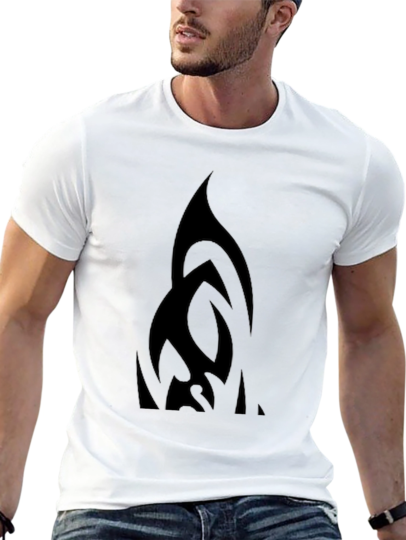 Black Tribal Design Graphic Tee - Cool Casual Wear