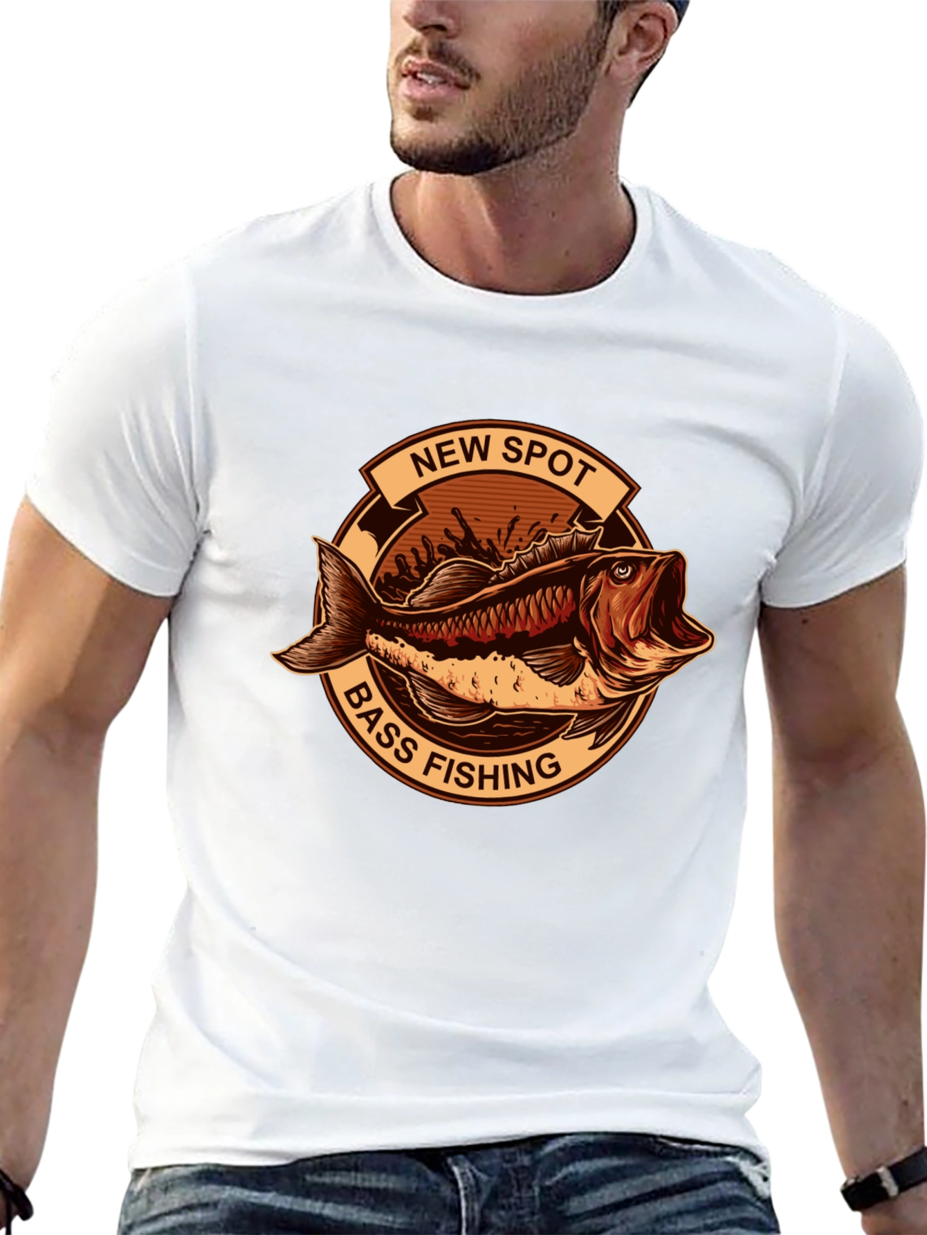 New Spot Bass Fishing Graphic T-Shirt