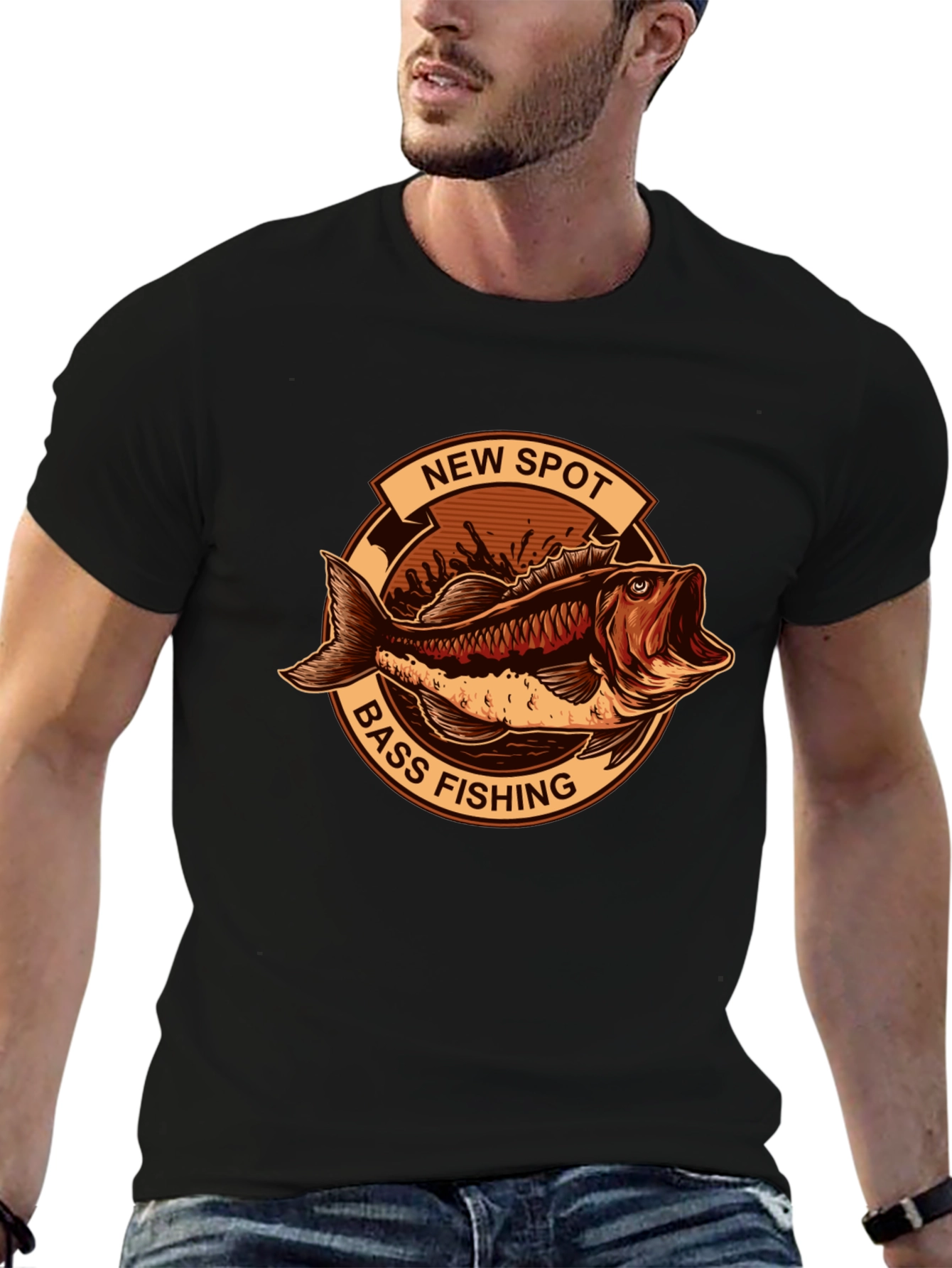New Spot Bass Fishing Graphic T-Shirt