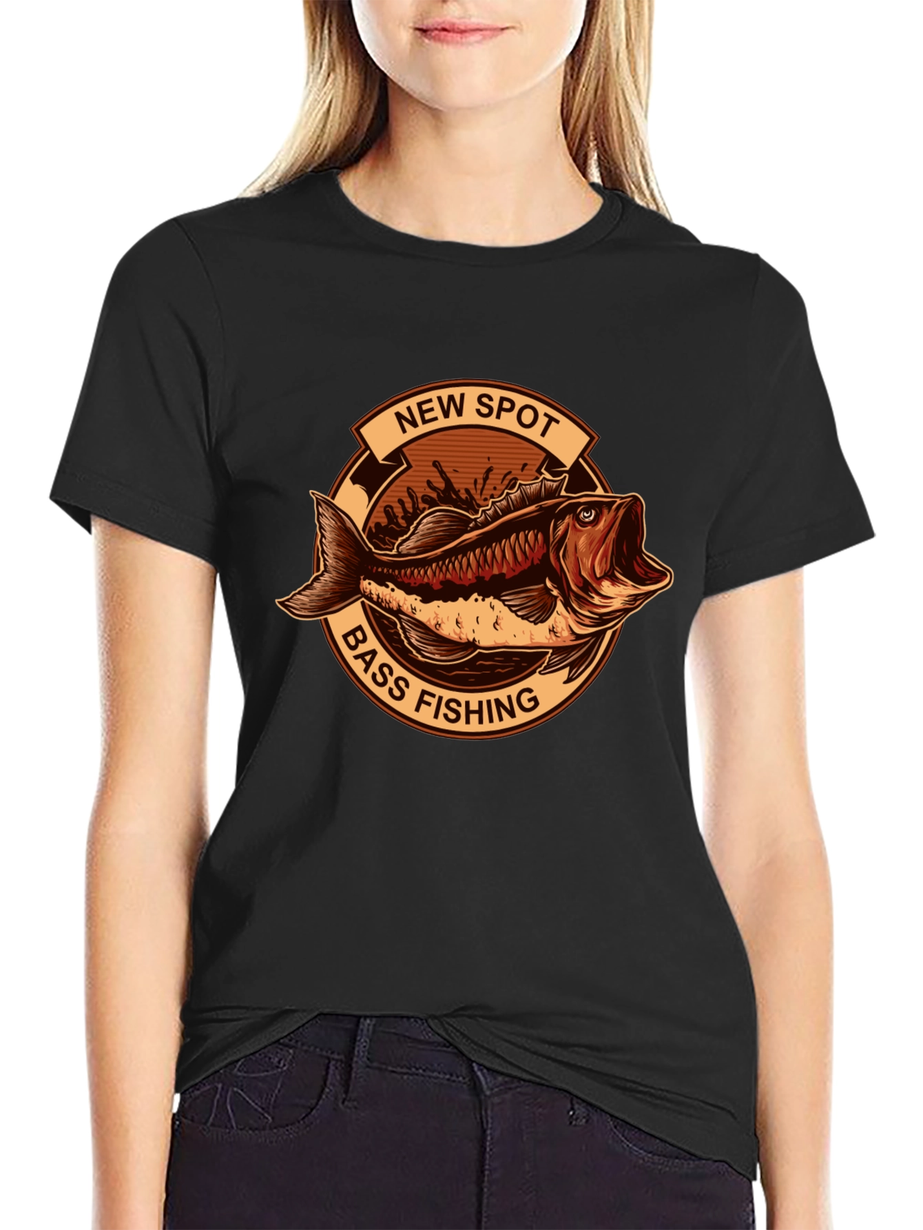 New Spot Bass Fishing Graphic T-Shirt
