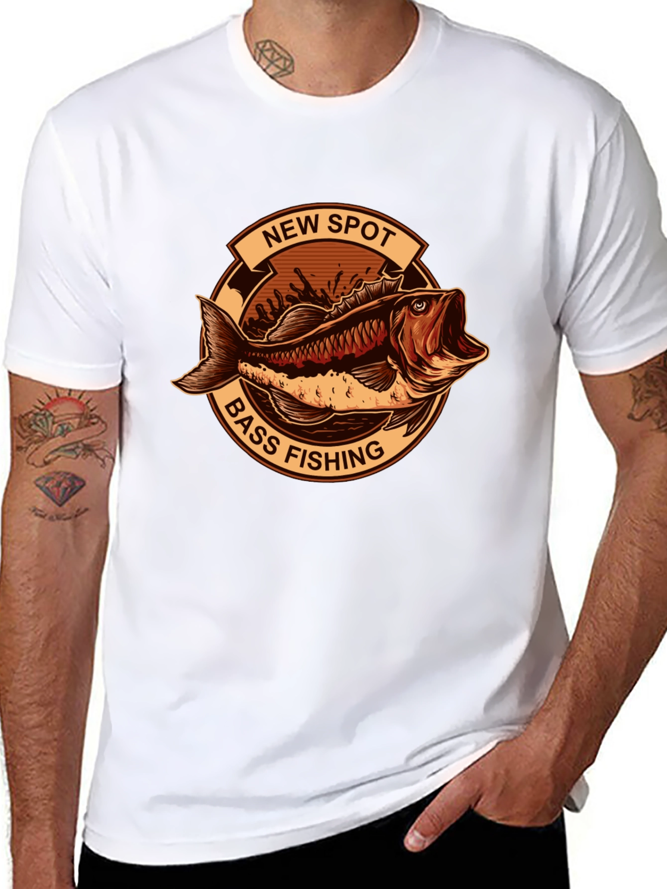 New Spot Bass Fishing Graphic T-Shirt