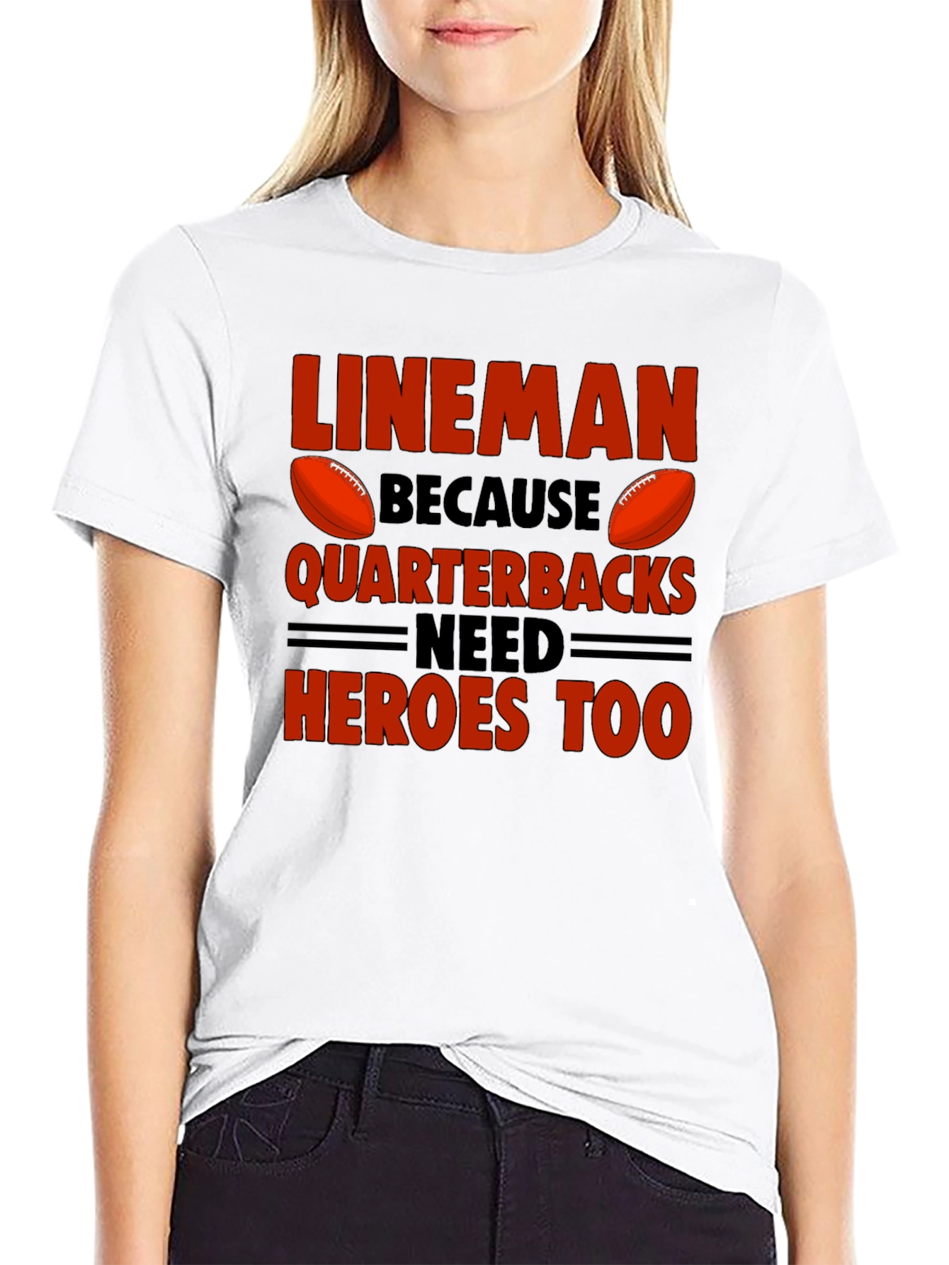 Lineman Quarterback Heroes Graphic Tee