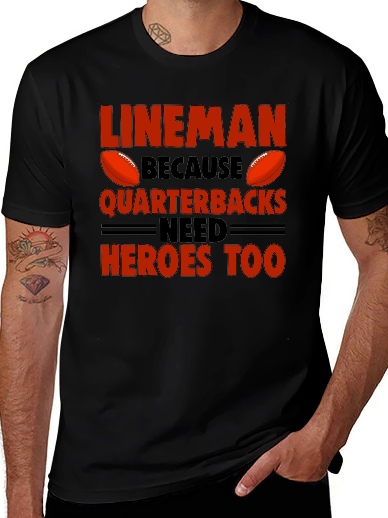Lineman Quarterback Heroes Graphic Tee