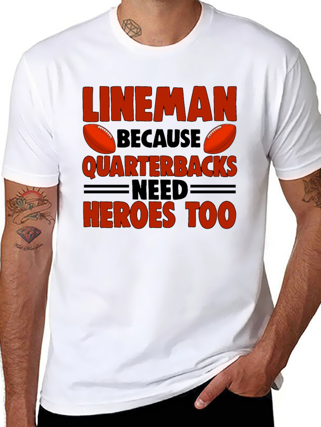 Lineman Quarterback Heroes Graphic Tee