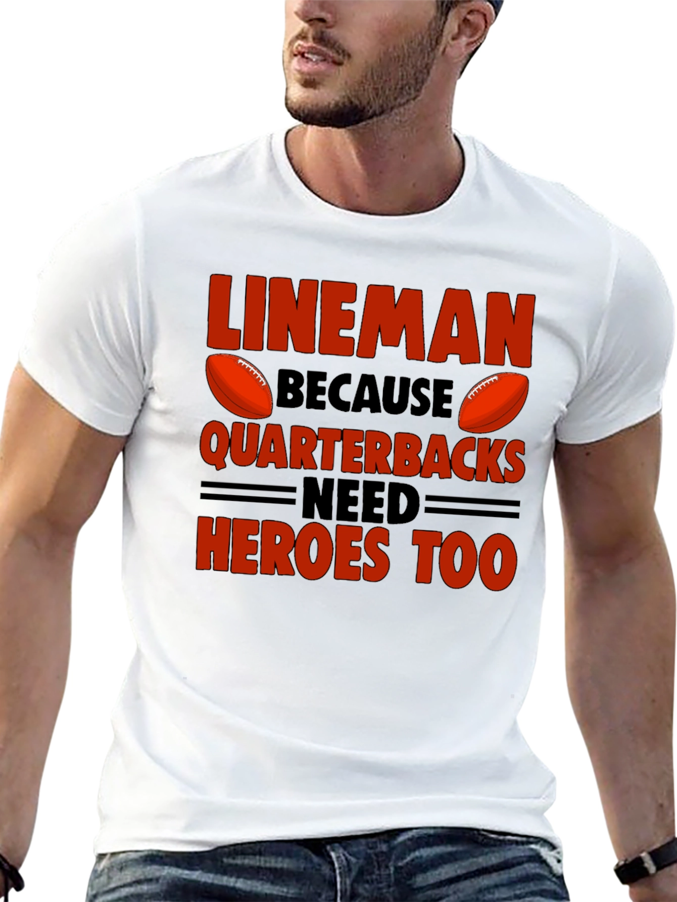 Lineman Quarterback Heroes Graphic Tee