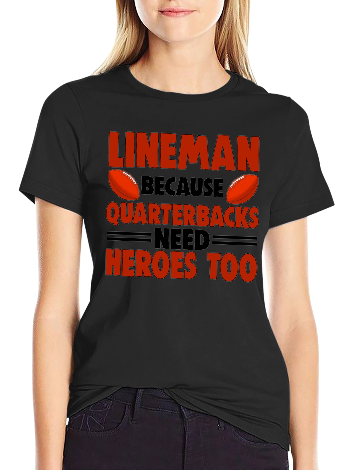 Lineman Quarterback Heroes Graphic Tee
