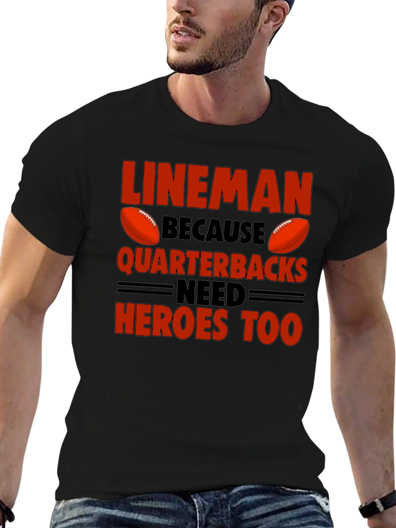Lineman Quarterback Heroes Graphic Tee