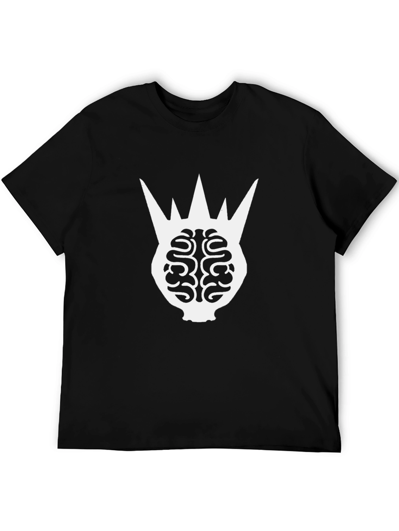 Brain Crown Graphic T-Shirt - Black