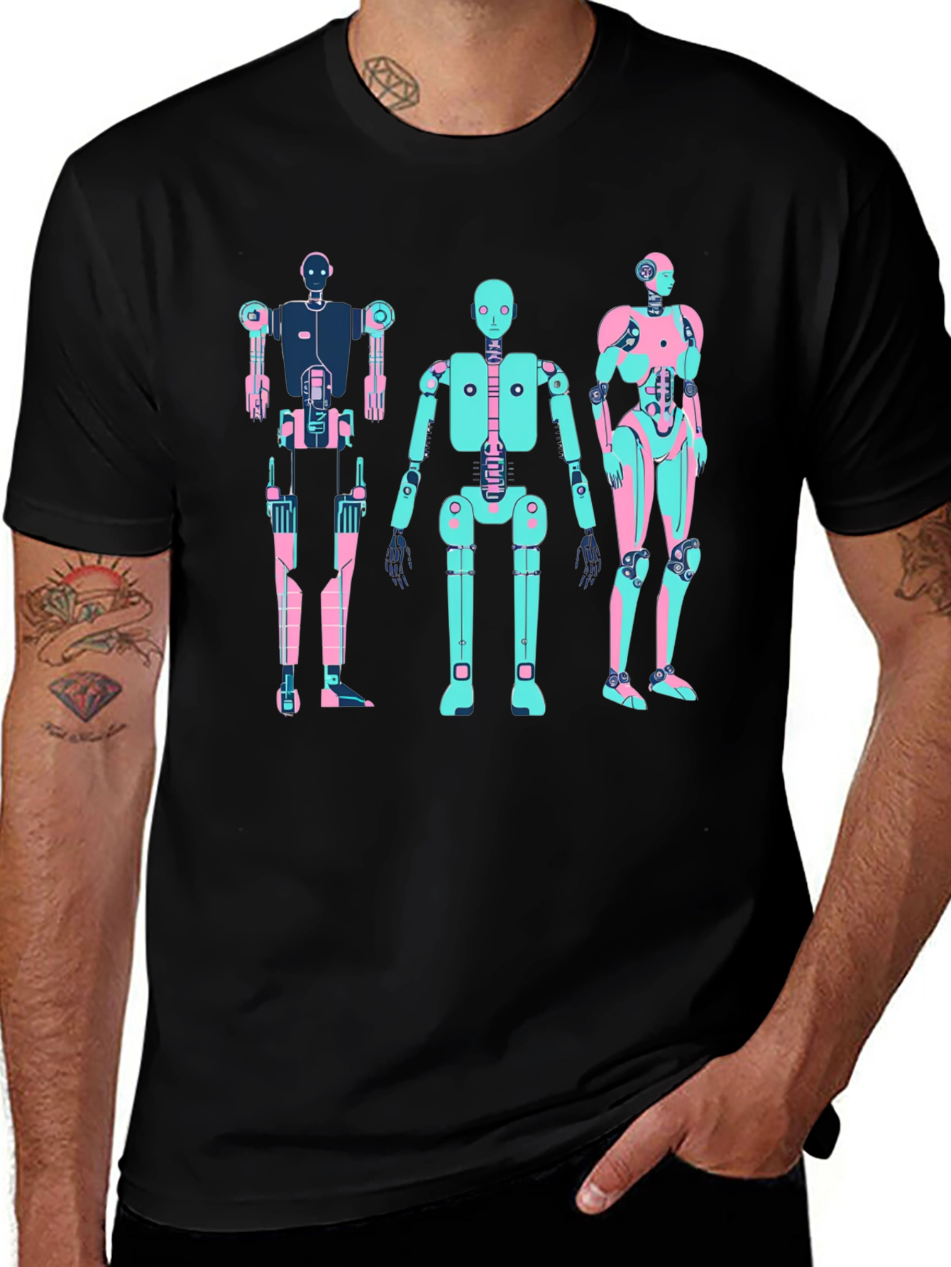 Retro Robot T-Shirt - Black Graphic Tee