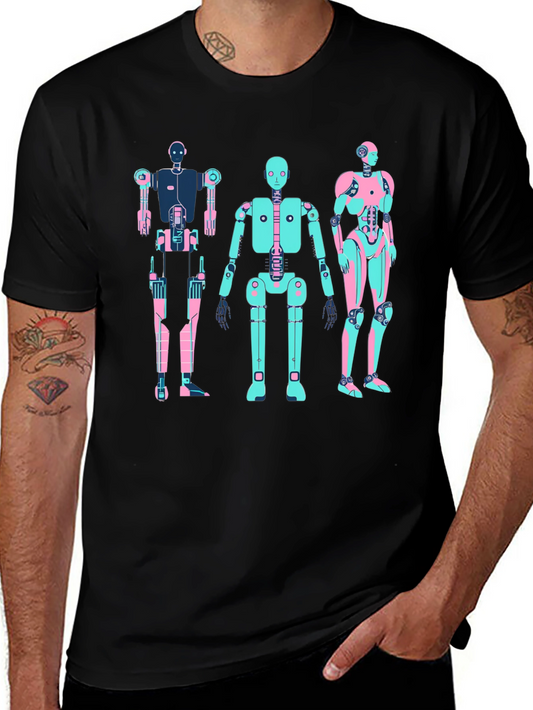 Retro Robot T-Shirt - Black Graphic Tee