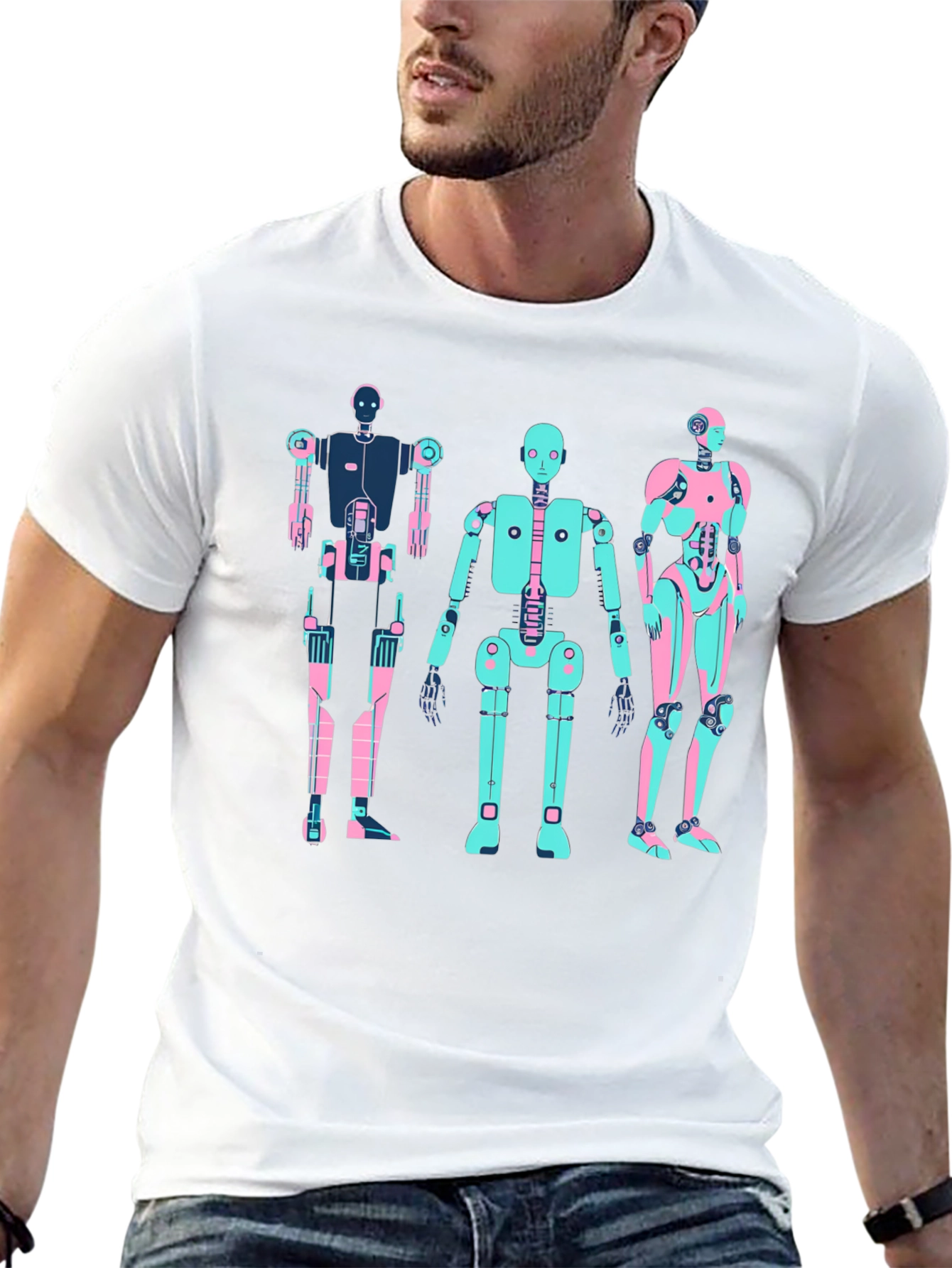 Retro Robot T-Shirt - Black Graphic Tee
