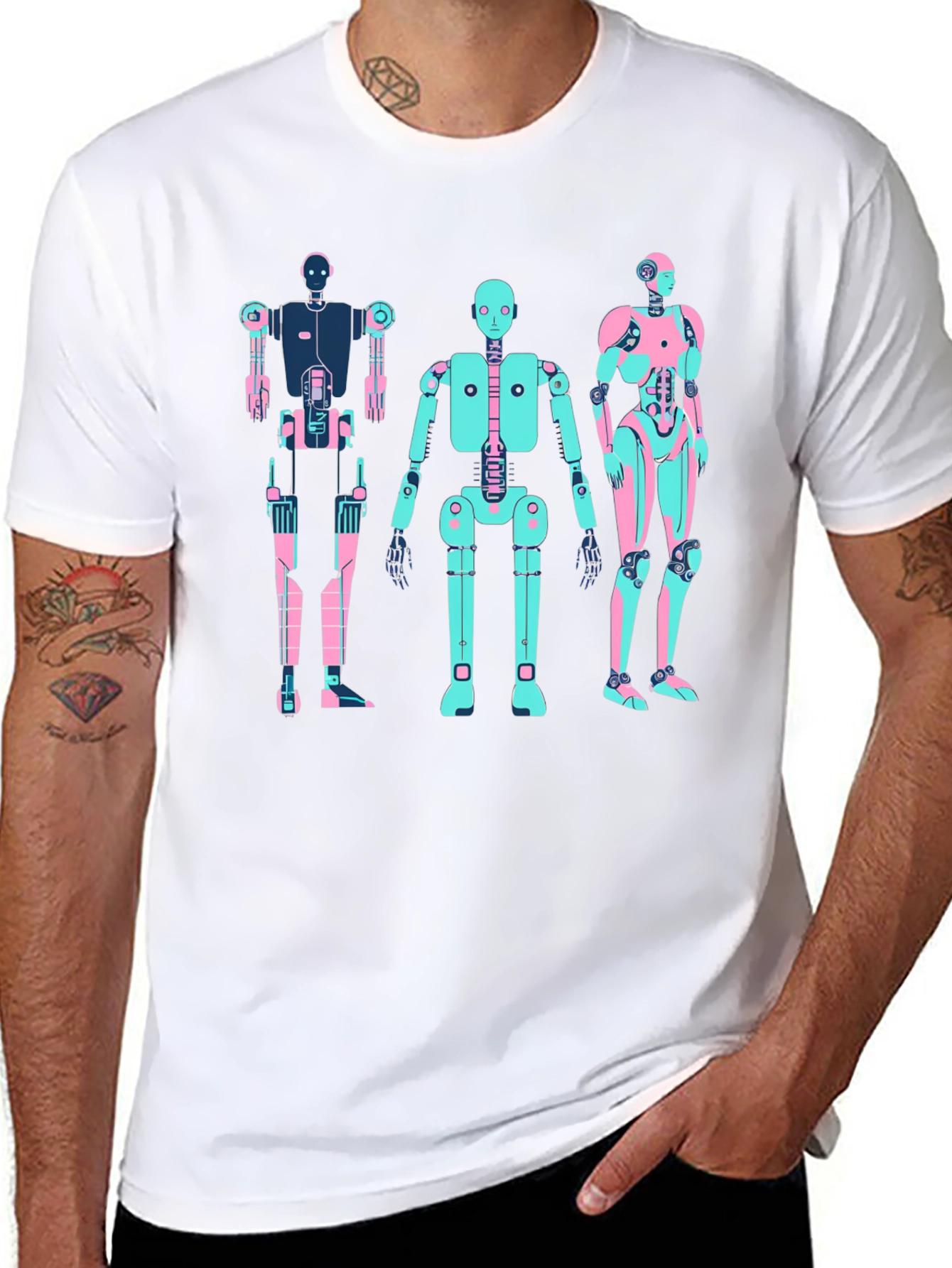 Retro Robot T-Shirt - Black Graphic Tee