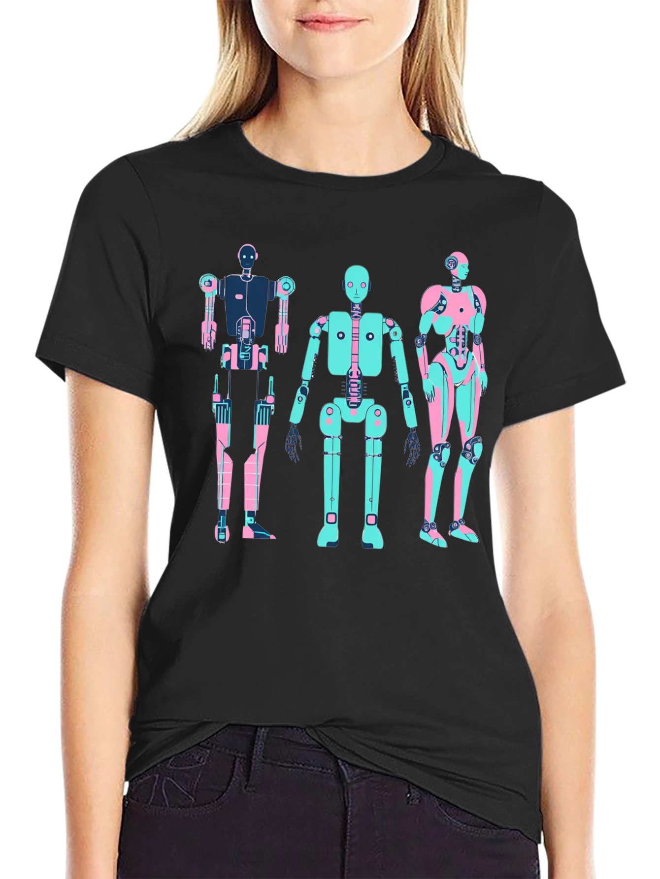 Retro Robot T-Shirt - Black Graphic Tee