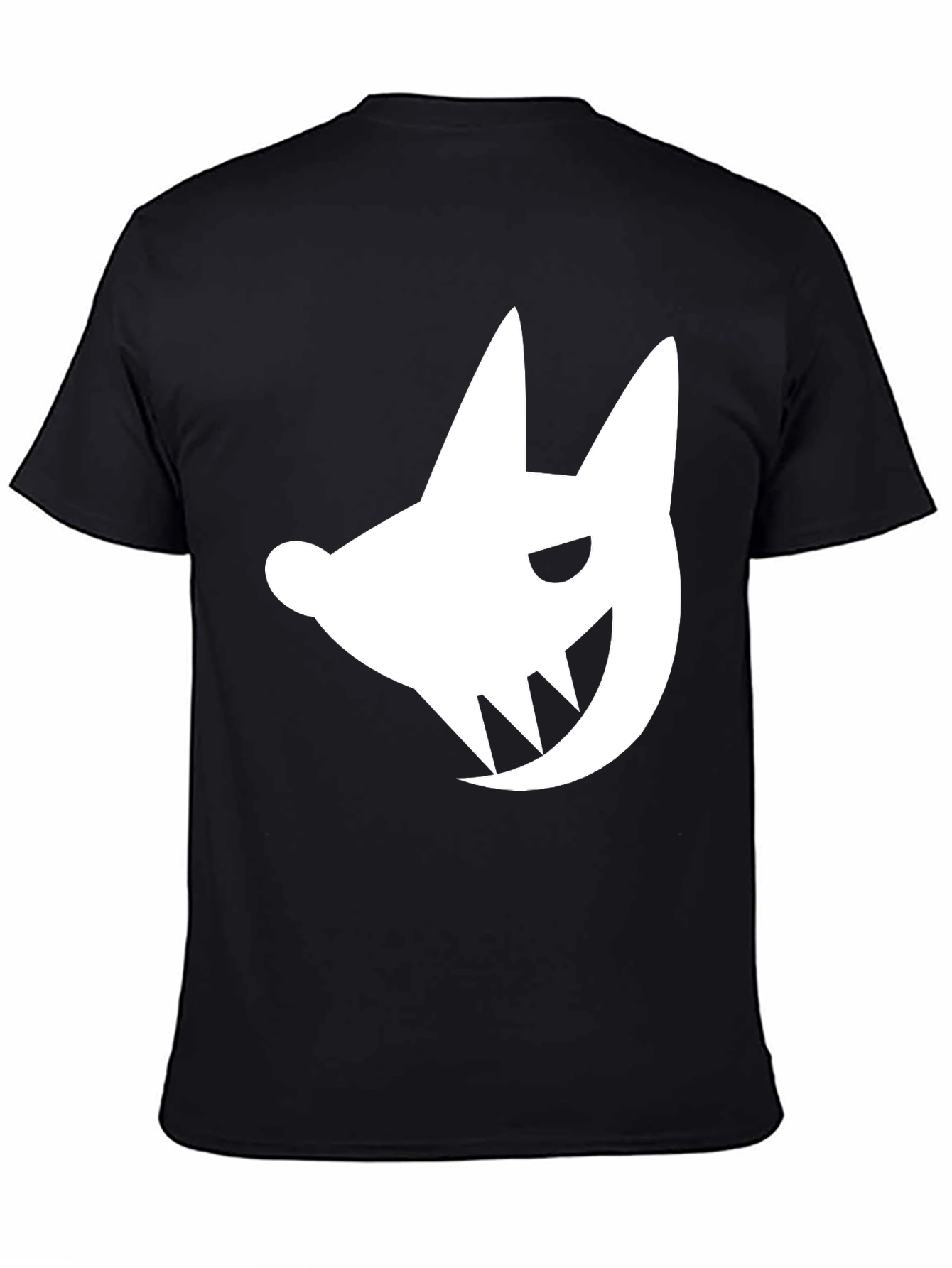 Edgy White Fanged Creature Graphic Black T-Shirt