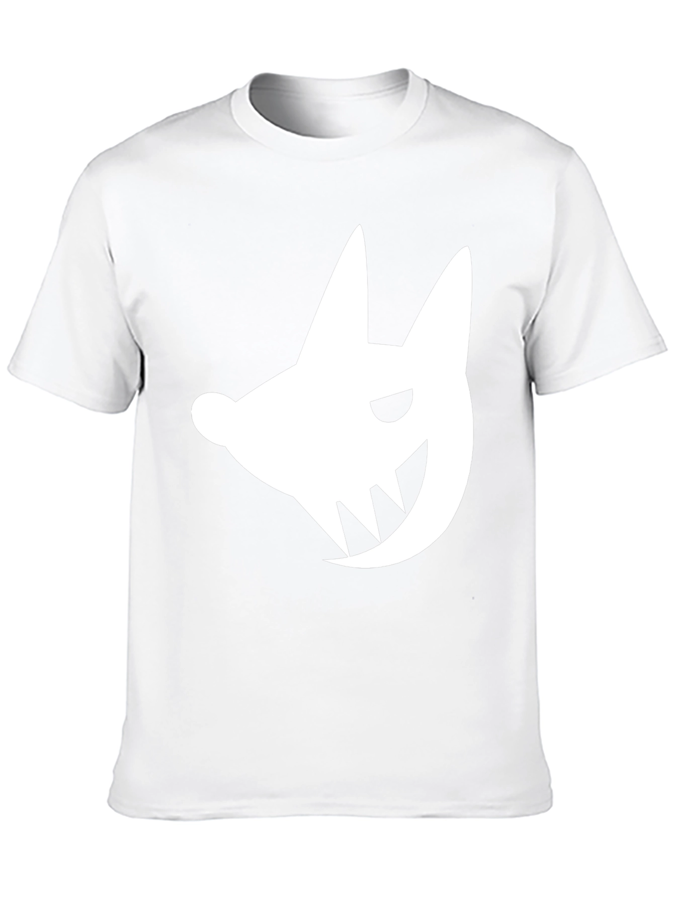 Edgy White Fanged Creature Graphic Black T-Shirt