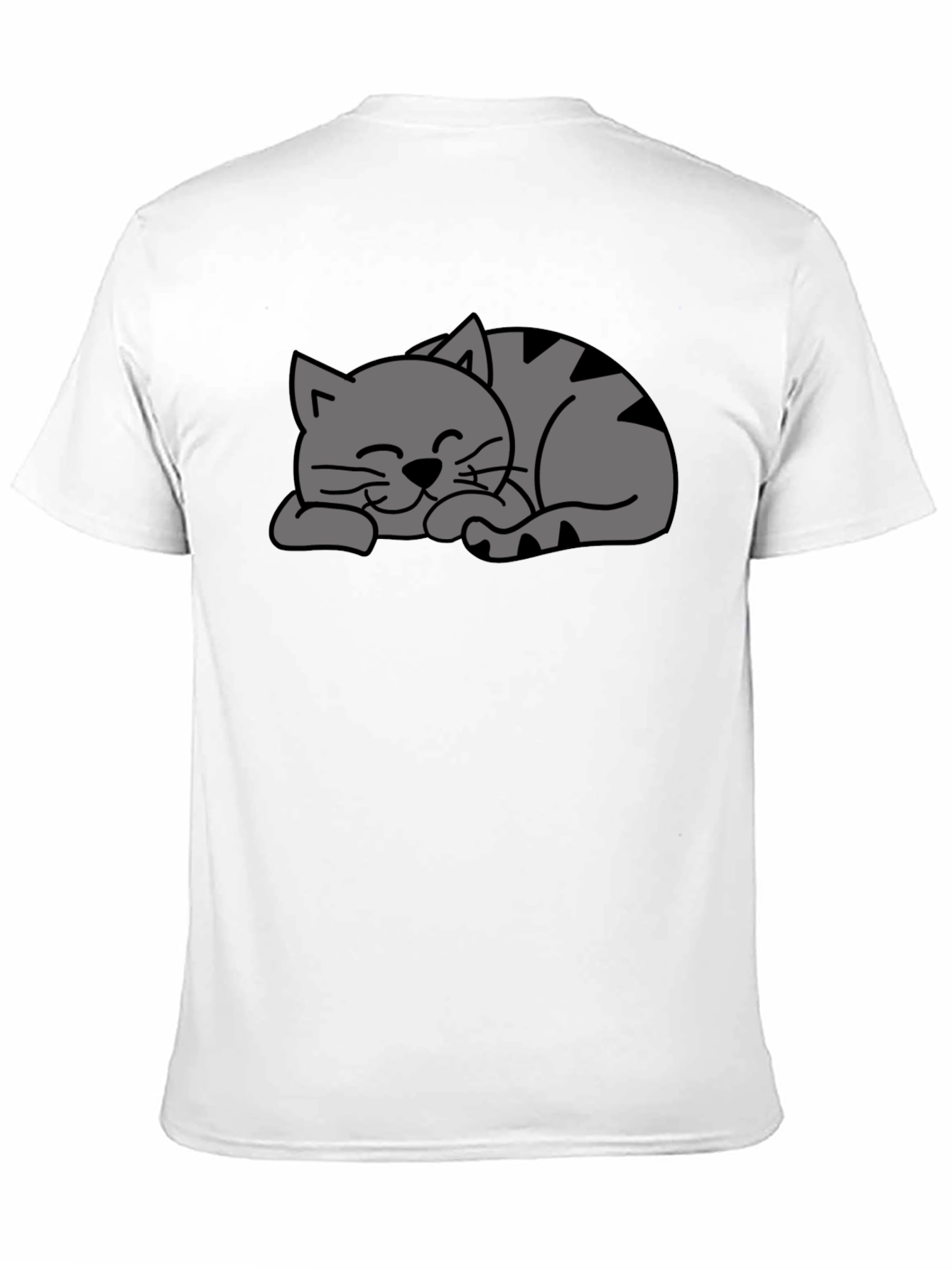 Cute Sleeping Cat Graphic Black T-Shirt
