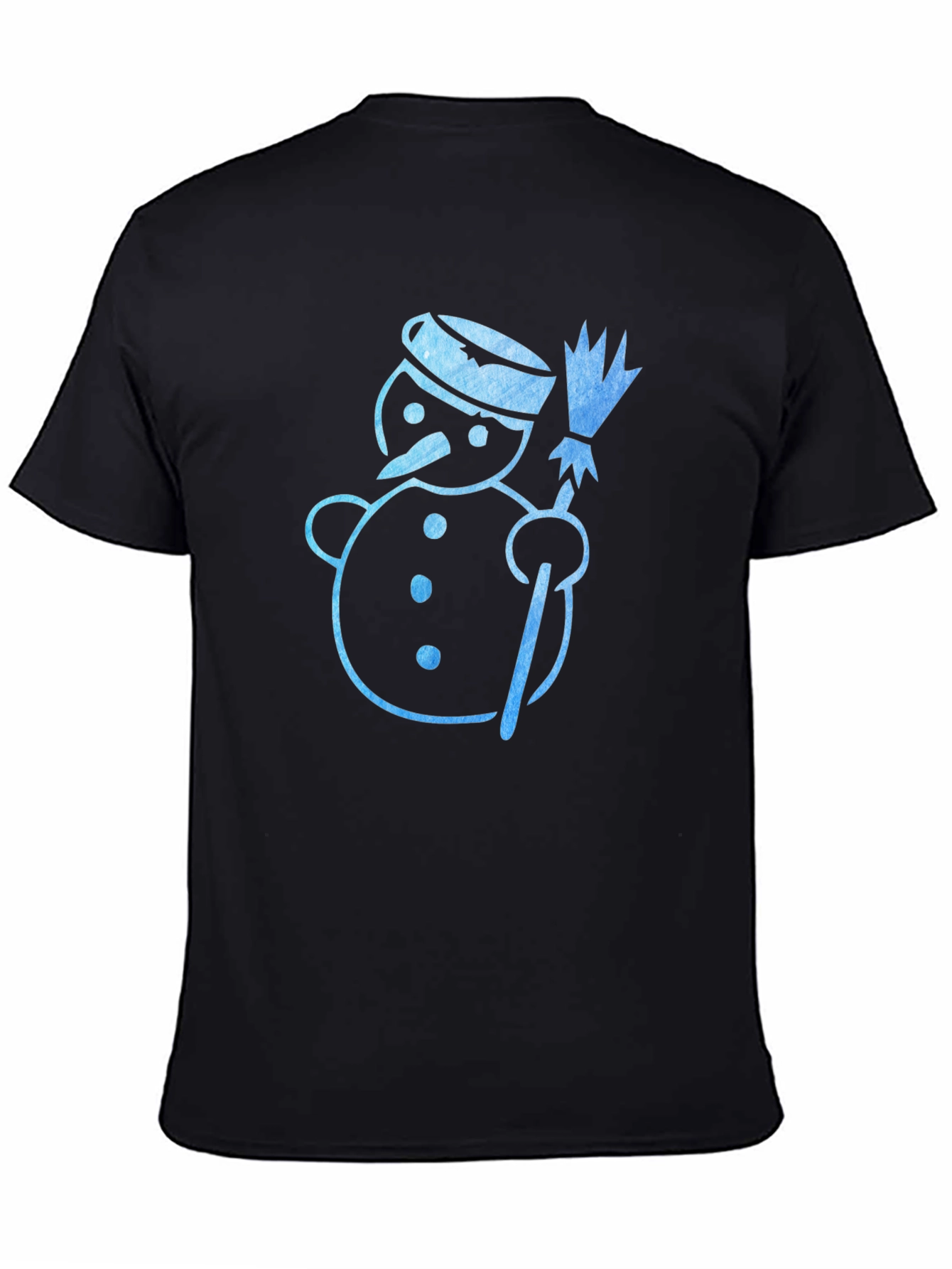 Snowman Graphic Tee - Black Cotton Holiday Shirt