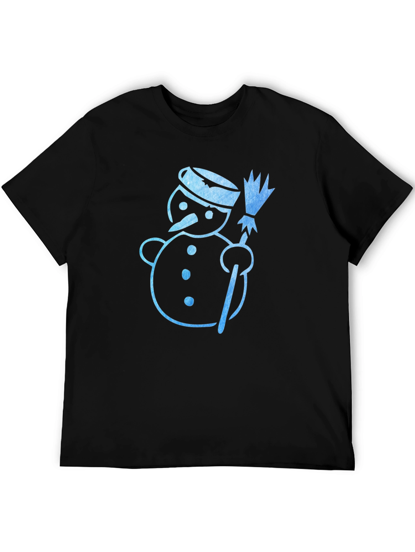 Snowman Graphic Tee - Black Cotton Holiday Shirt
